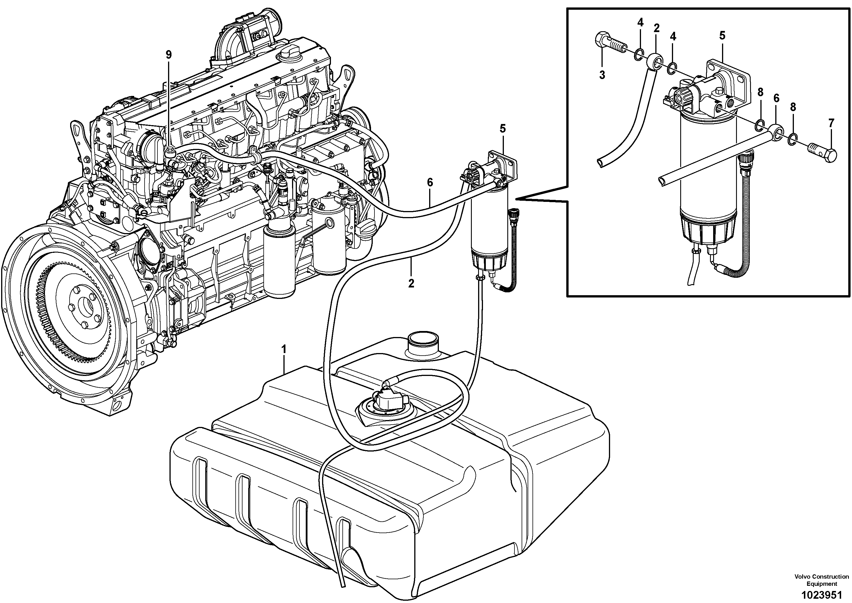 Схема запчастей Volvo L90F - 39984 Fuel pipes L90F