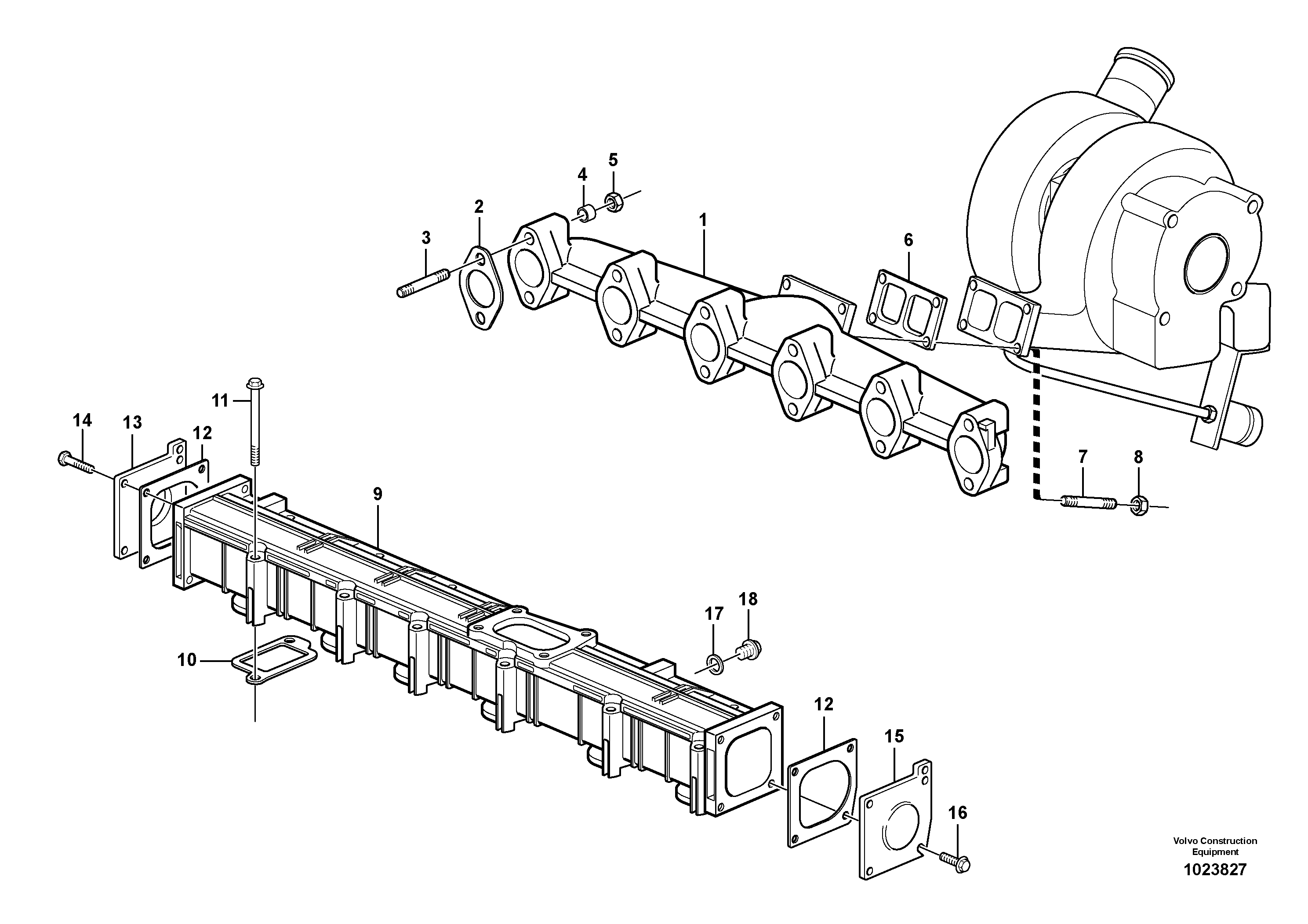 Схема запчастей Volvo L90F - 19497 Inlet manifold and exhaust manifold L90F