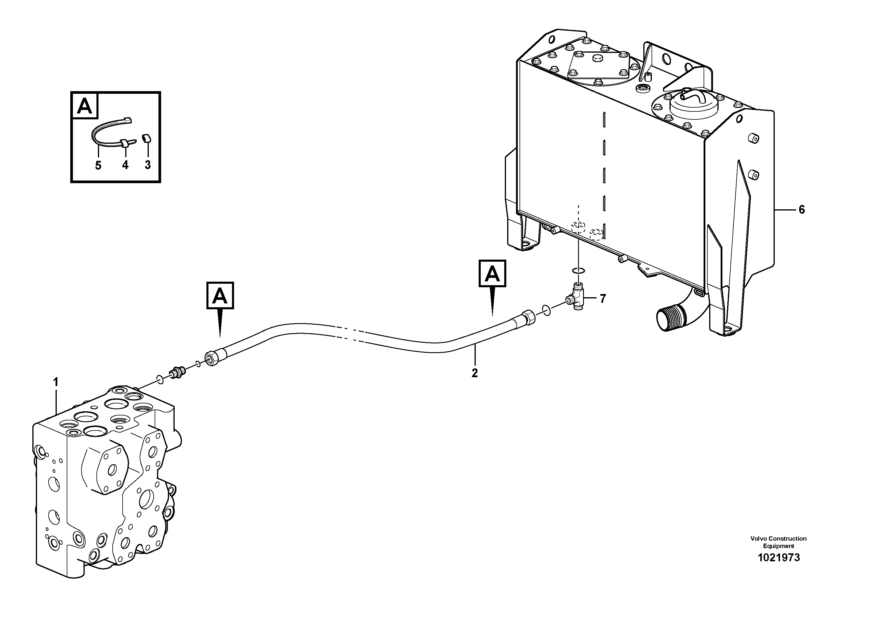 Схема запчастей Volvo L90F - 1023 Drainage line, control valve L90F