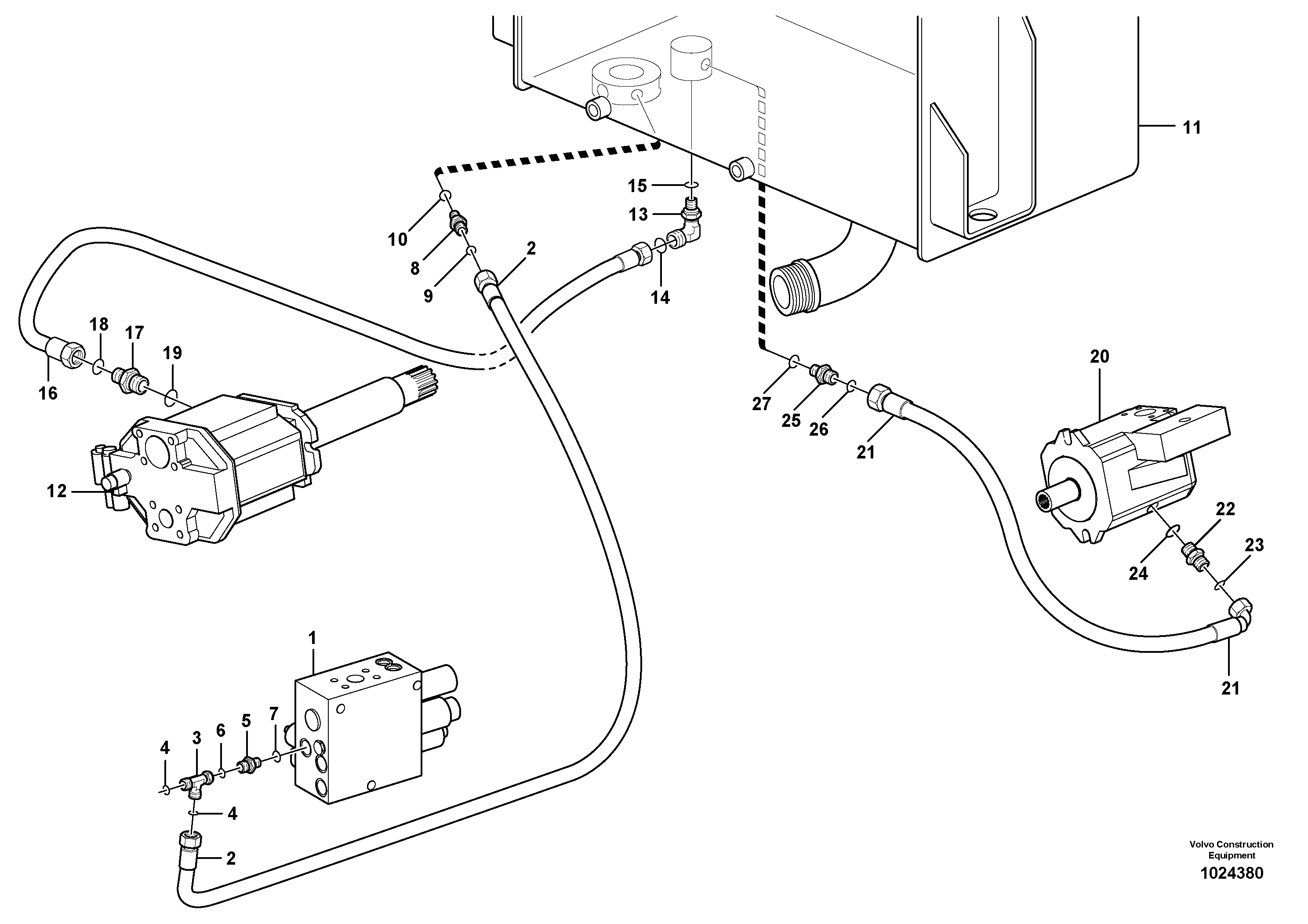 Схема запчастей Volvo L90F - 5855 Hydraulic system, return line L90F