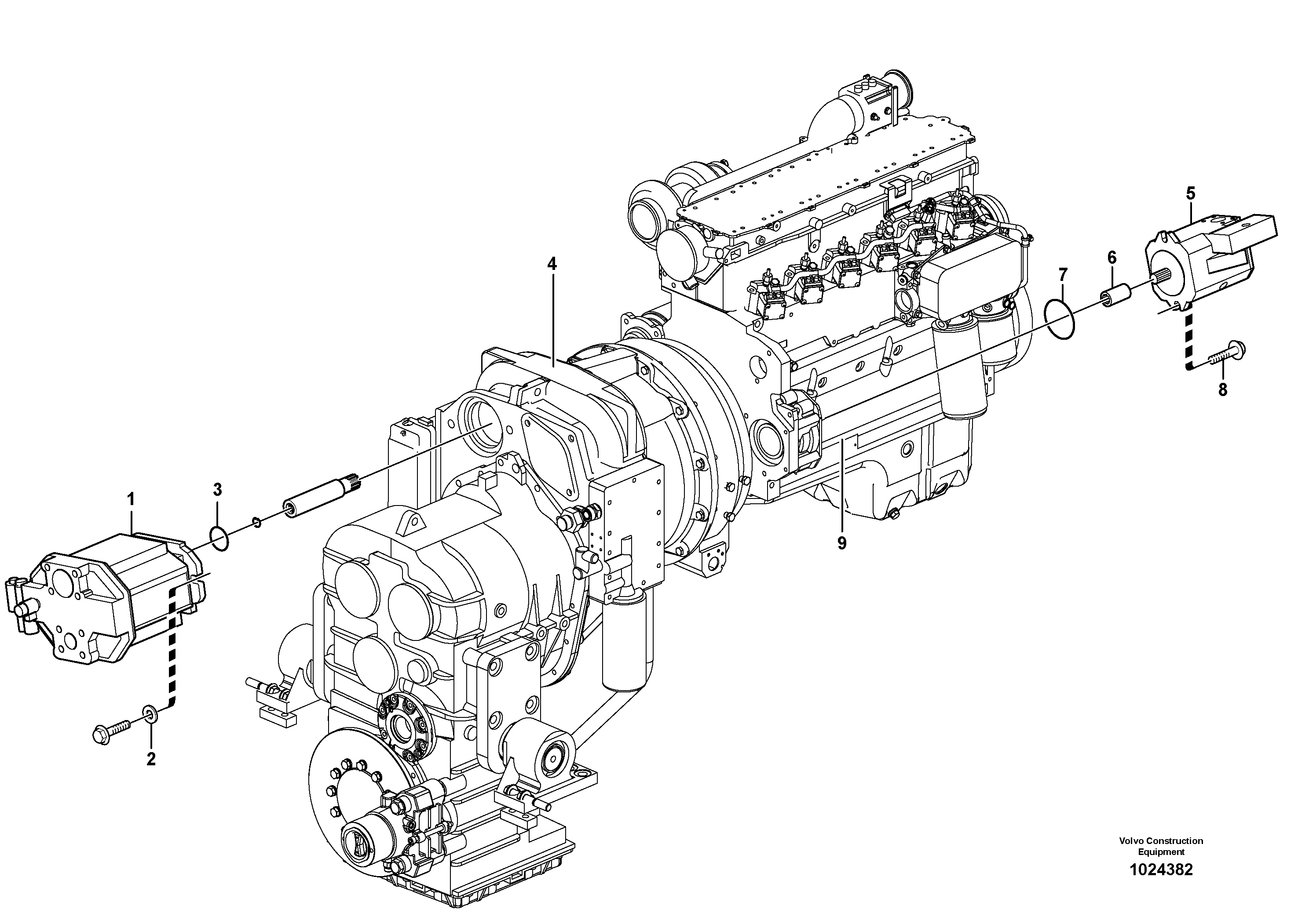 Схема запчастей Volvo L90F - 105736 Hydraulic pump with fitting parts L90F