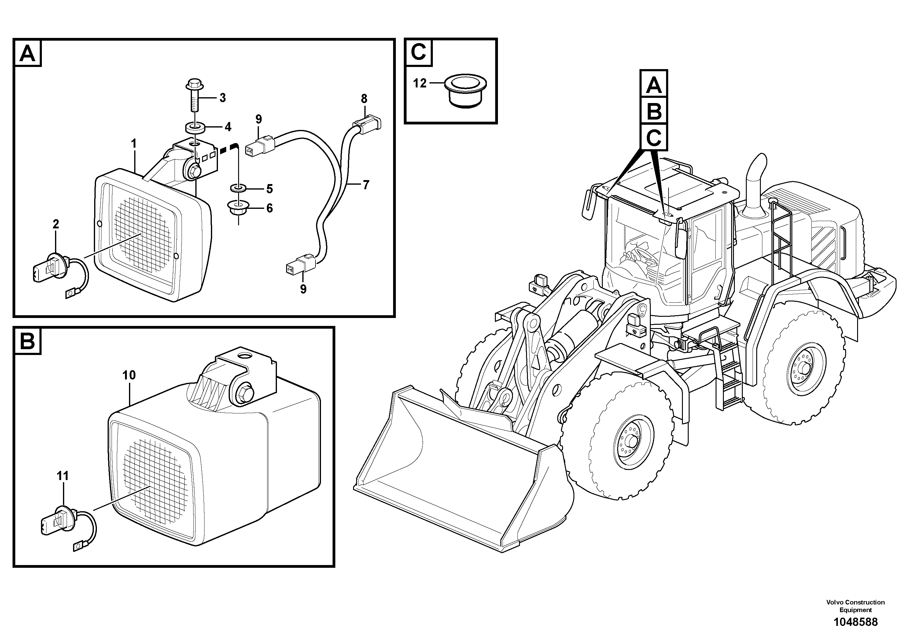 Схема запчастей Volvo L90F - 23997 Work lights, front L90F