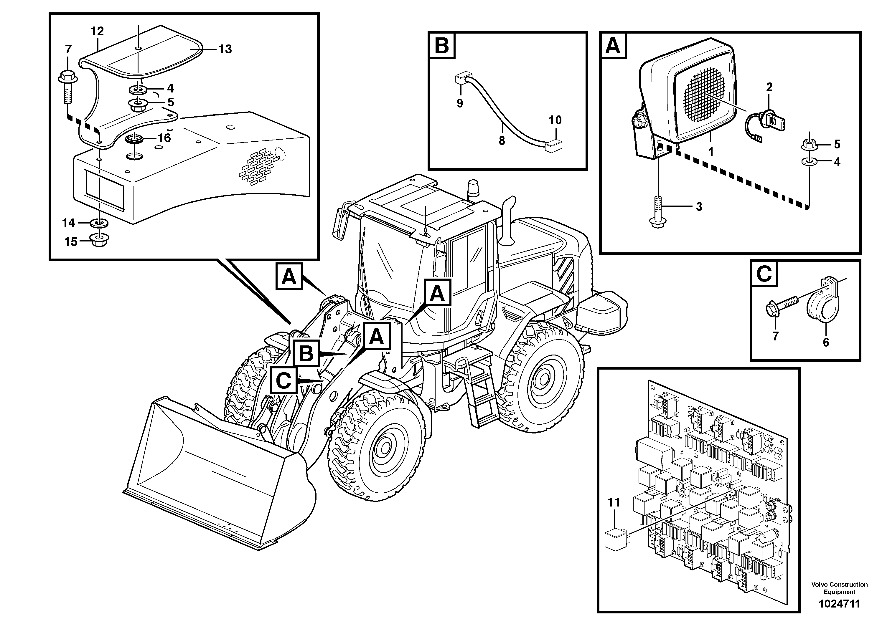 Схема запчастей Volvo L90F - 87131 Work lights, front L90F