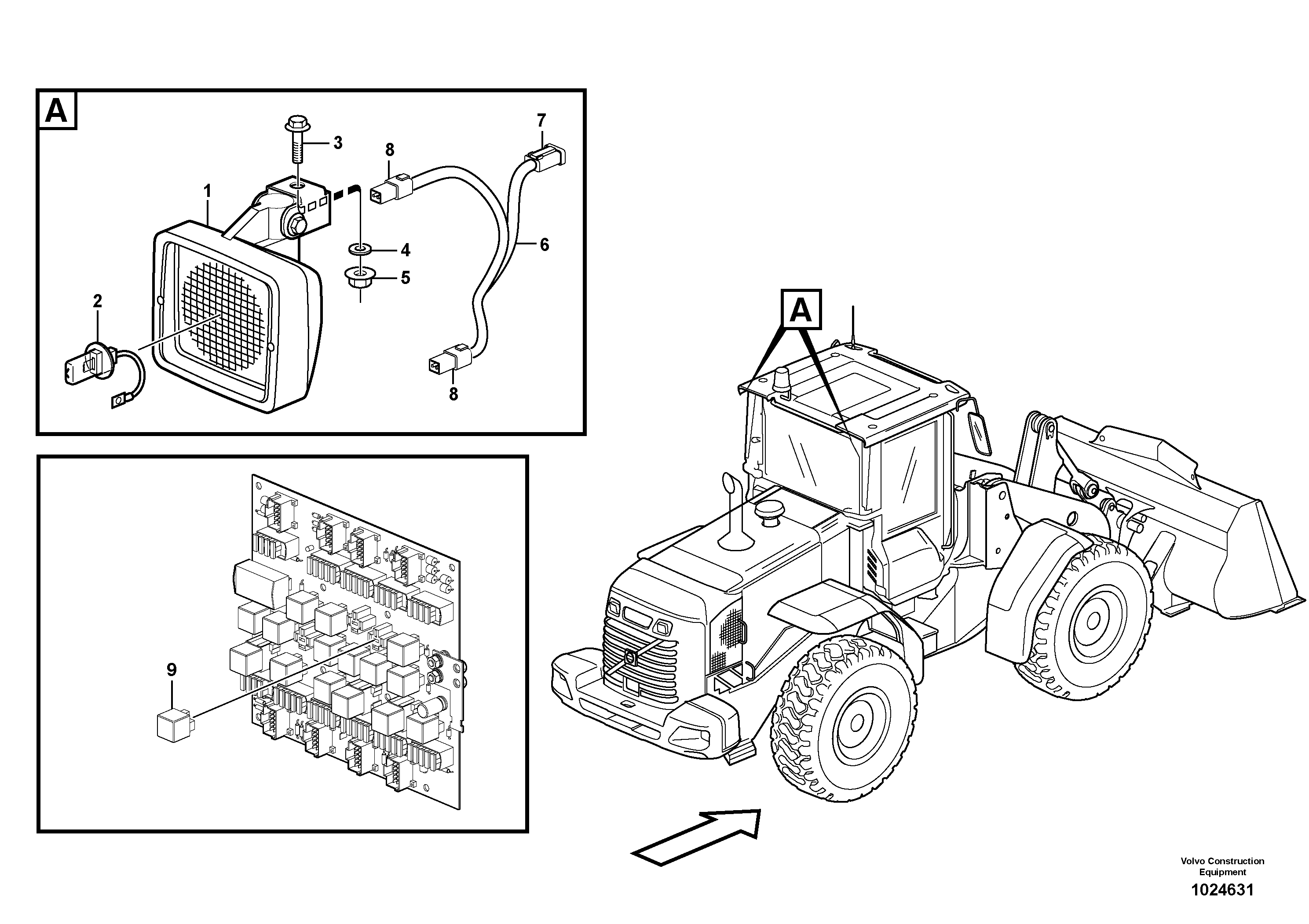 Схема запчастей Volvo L90F - 62017 Work lights, rear L90F