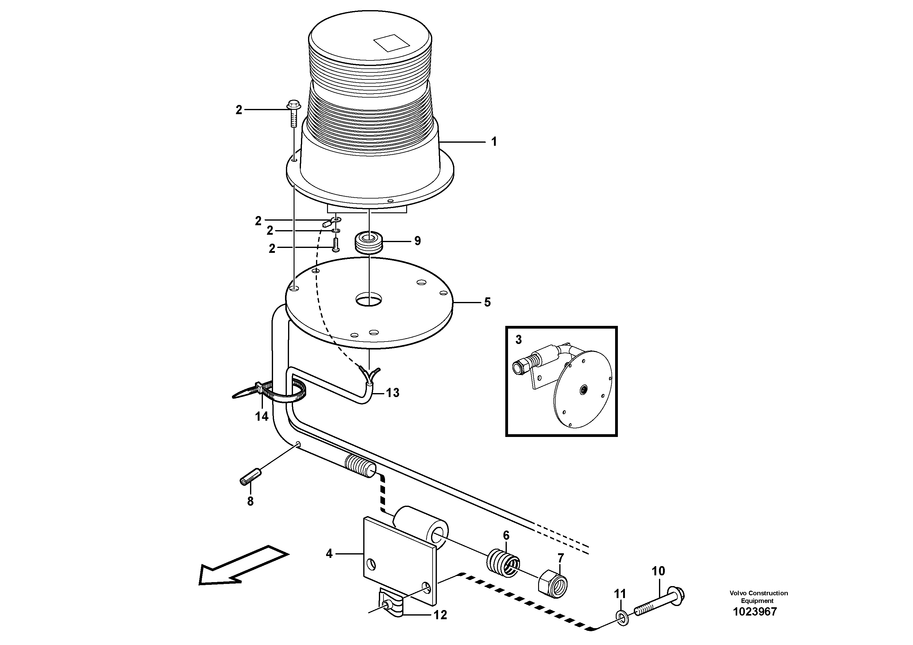 Схема запчастей Volvo L90F - 11298 Revolving warning light L90F