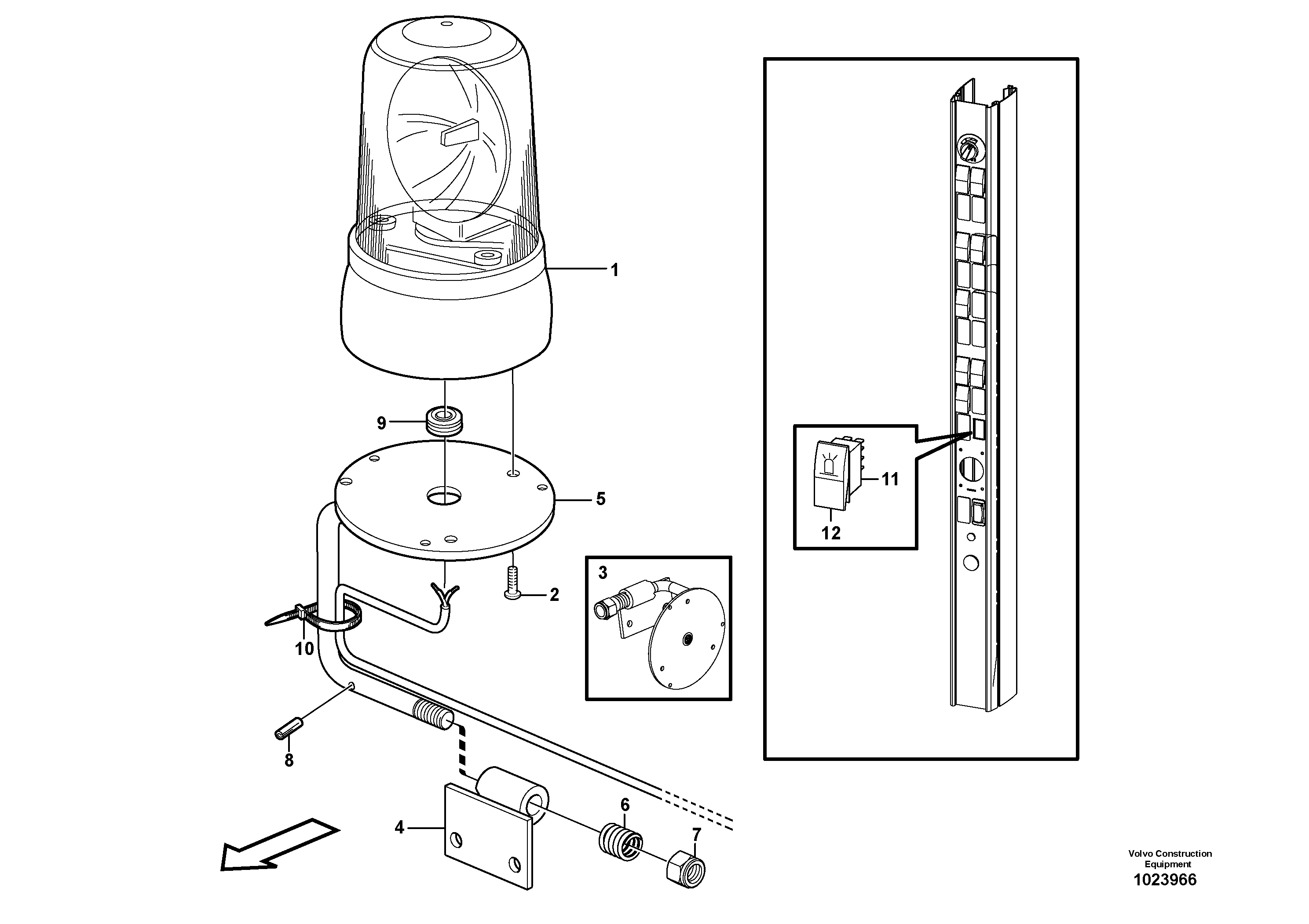 Схема запчастей Volvo L90F - 8524 Revolving warning light L90F