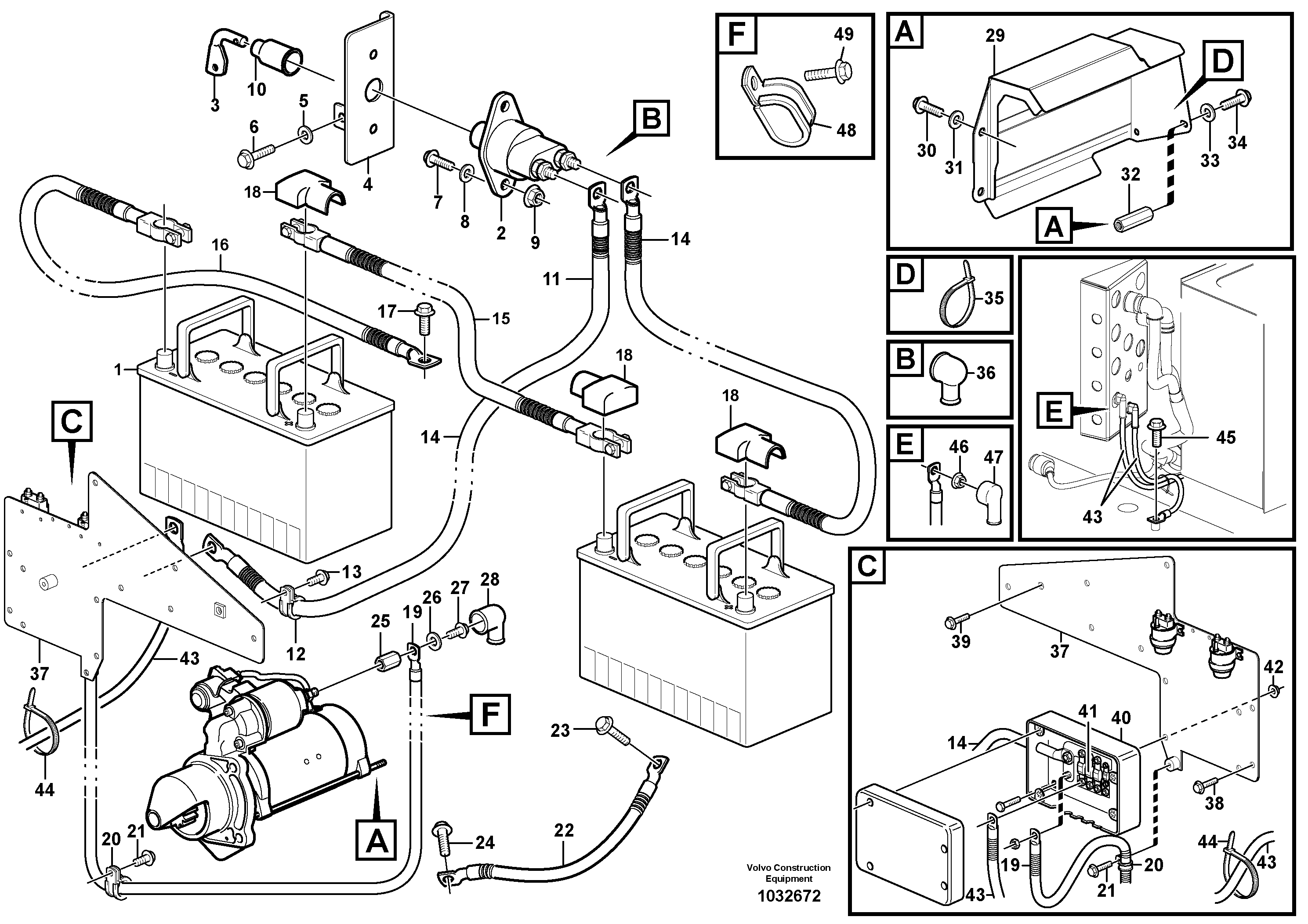 Схема запчастей Volvo L90F - 105904 Battery cable and main switch L90F