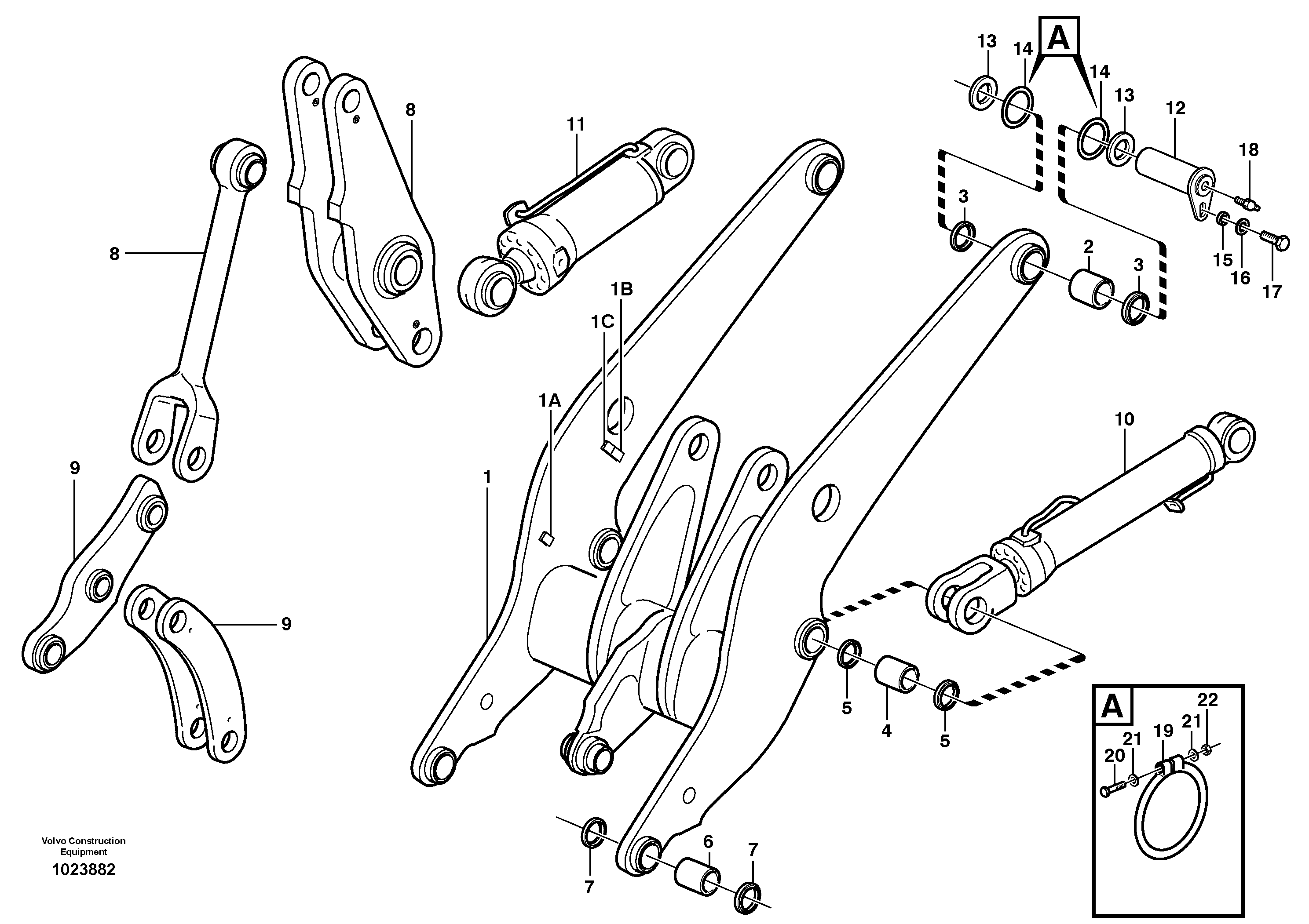 Схема запчастей Volvo L90F - 74697 Lifting frame work with assembly parts L90F