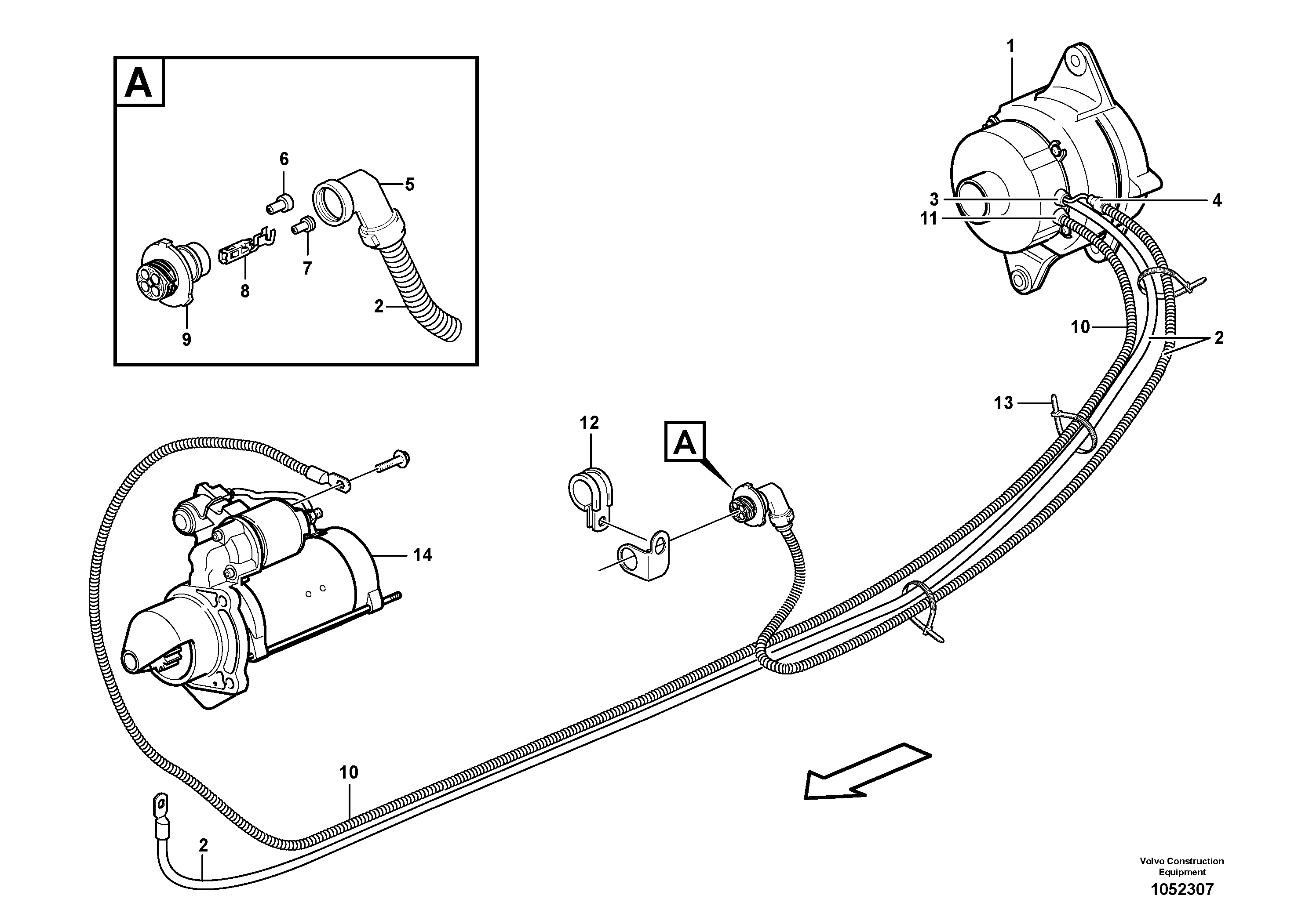 Схема запчастей Volvo L90F - 23130 Cable harness, alternator L90F