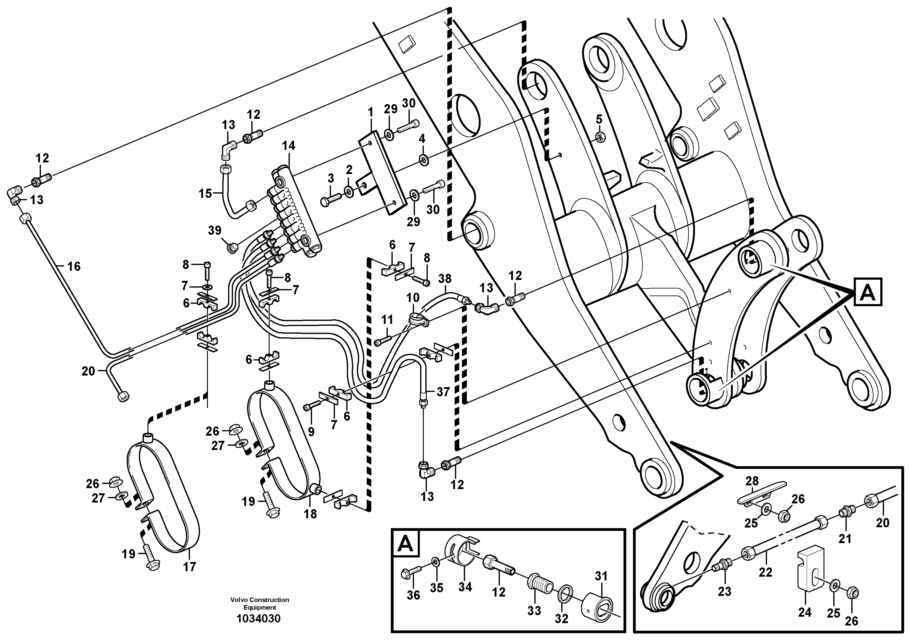 Схема запчастей Volvo L90F - 47406 Central lubrication with fitting parts. B2 L90F