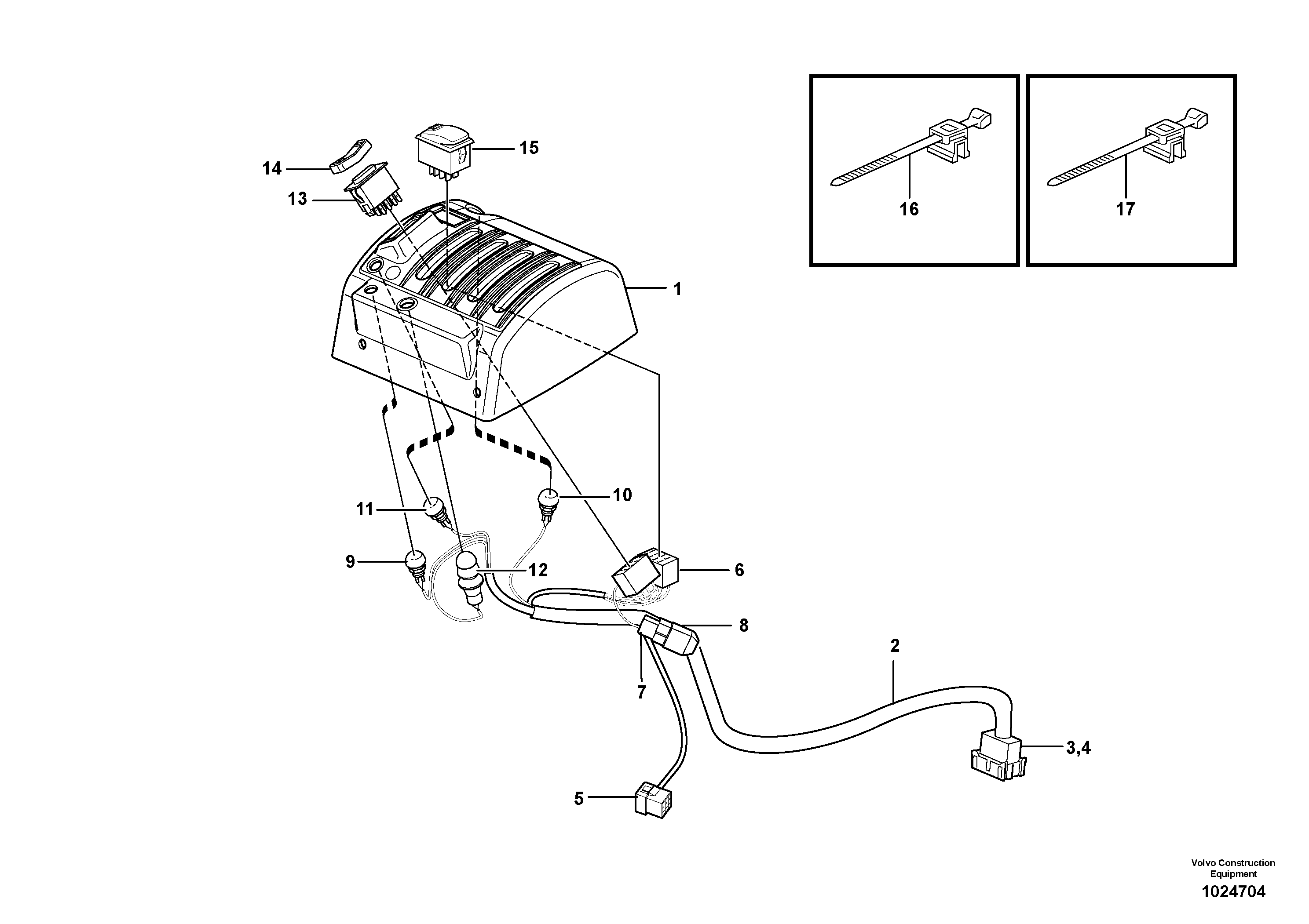 Схема запчастей Volvo L90F - 41737 Cable harnesses, servo valve L90F