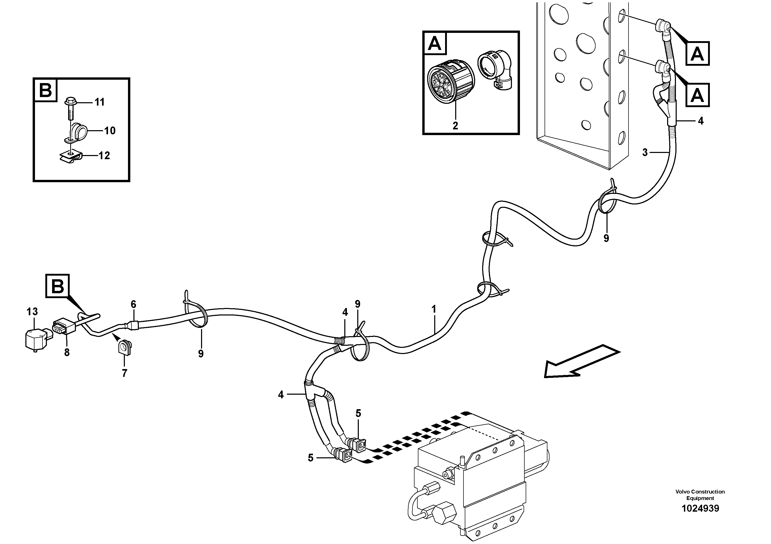 Схема запчастей Volvo L90F - 66986 Cable harness, CDC steering L90F