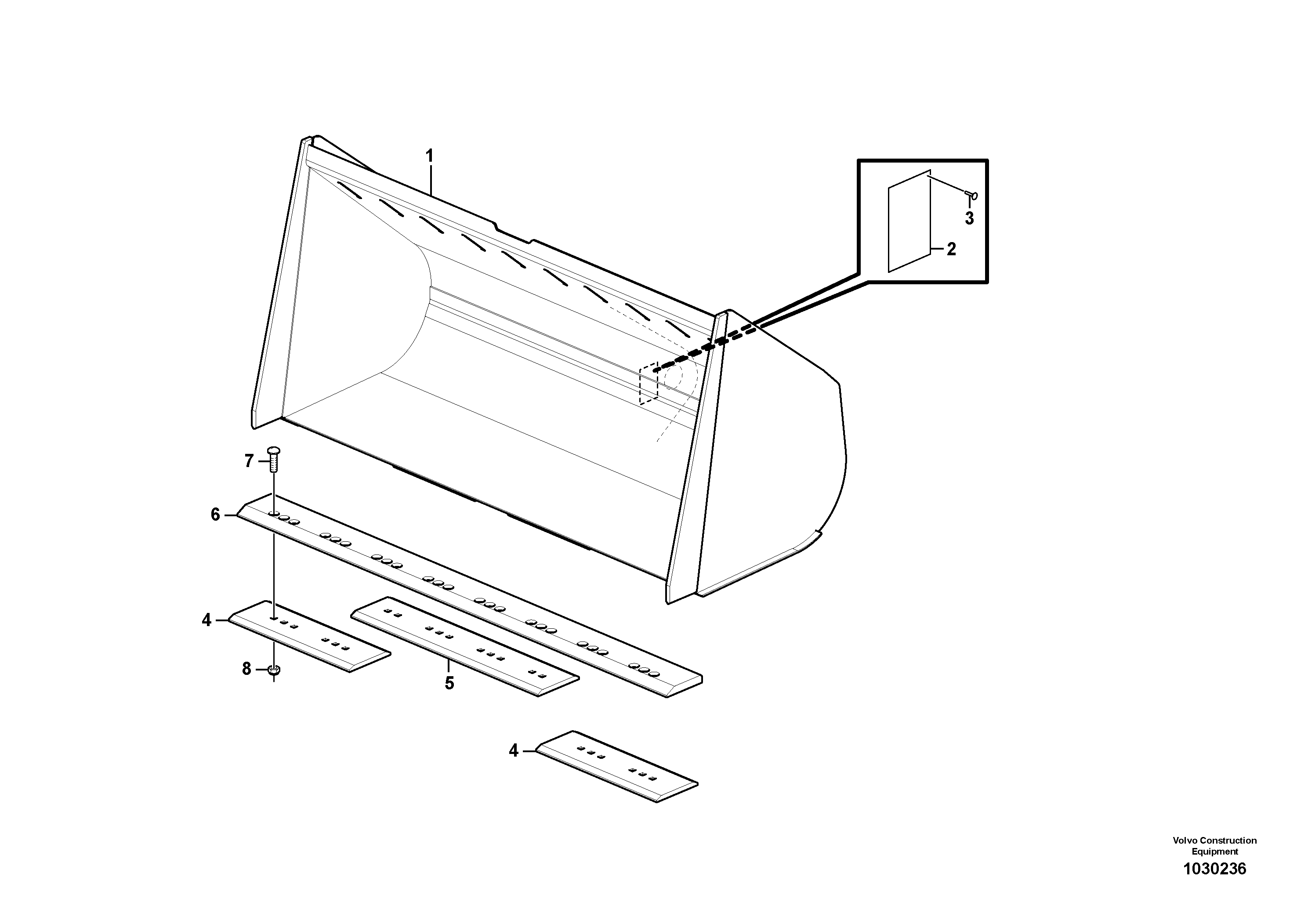 Схема запчастей Volvo L90F - 81600 Bucket, straight lip without teeth ATTACHMENTS ATTACHMENTS WHEEL LOADERS GEN. F