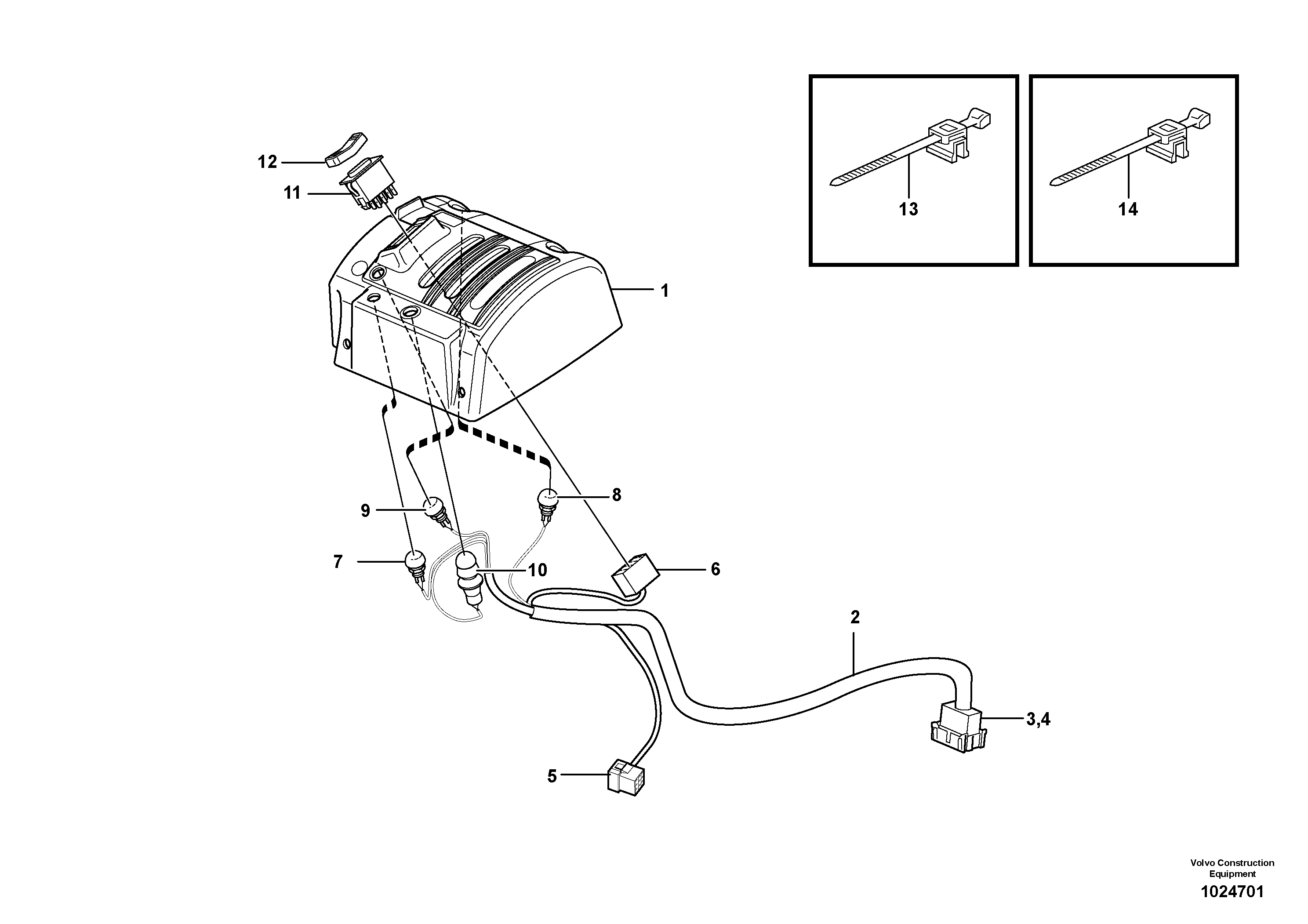 Схема запчастей Volvo L90F - 71480 Cable harnesses, servo valve L90F