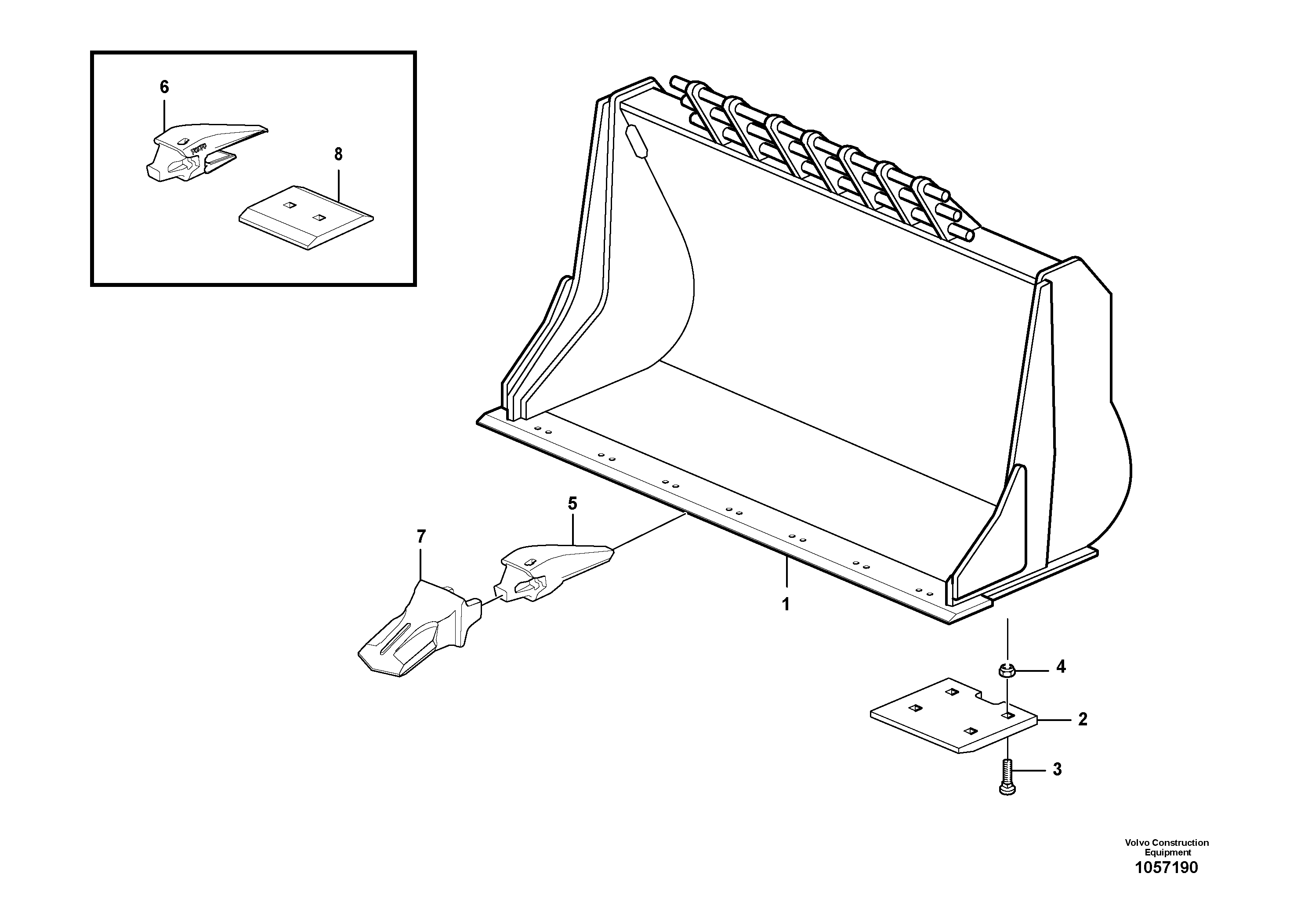 Схема запчастей Volvo L90F - 77867 Bucket, straight with teeth ATTACHMENTS ATTACHMENTS WHEEL LOADERS GEN. F