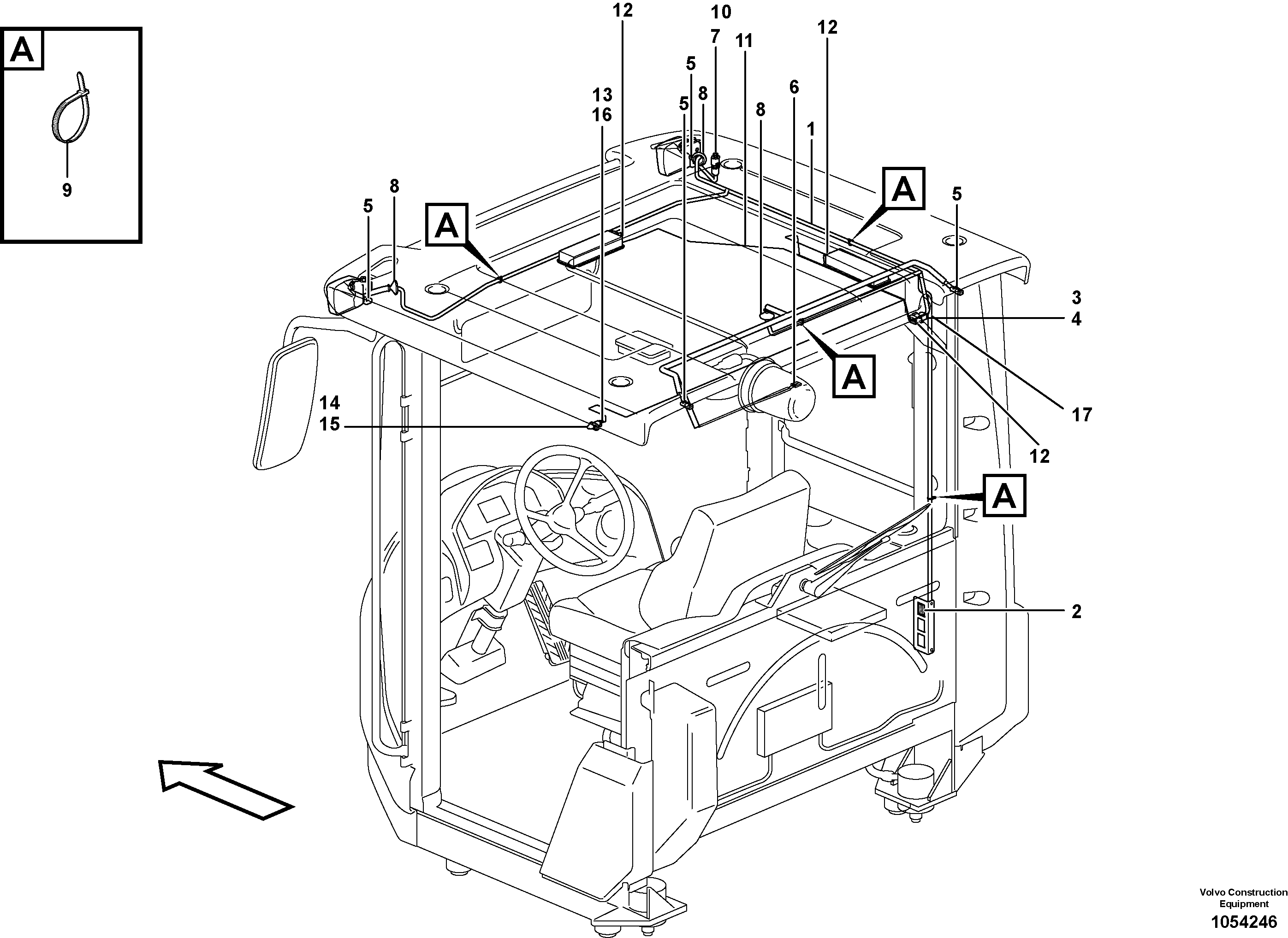 Схема запчастей Volvo L90F - 88203 Cable harness, ceiling L90F