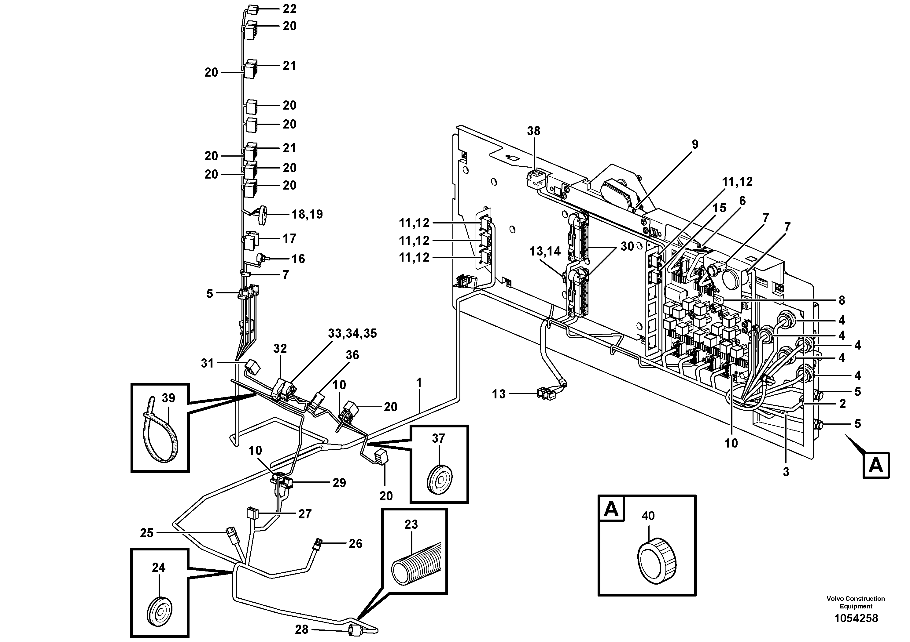 Схема запчастей Volvo L90F - 92958 Cable harness, electrical distribution unit L90F