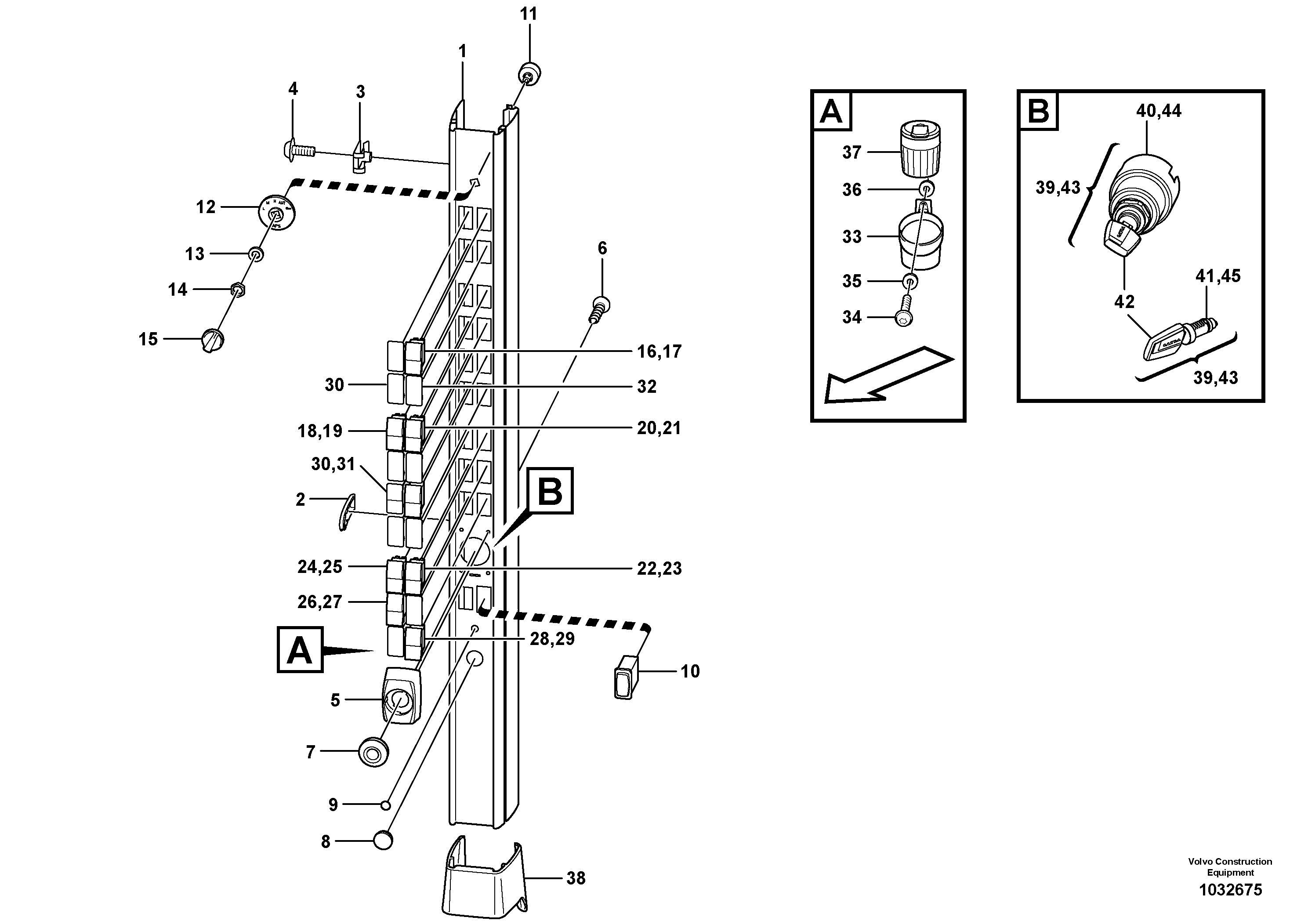 Схема запчастей Volvo L90F - 102472 Rocker switch panel L90F