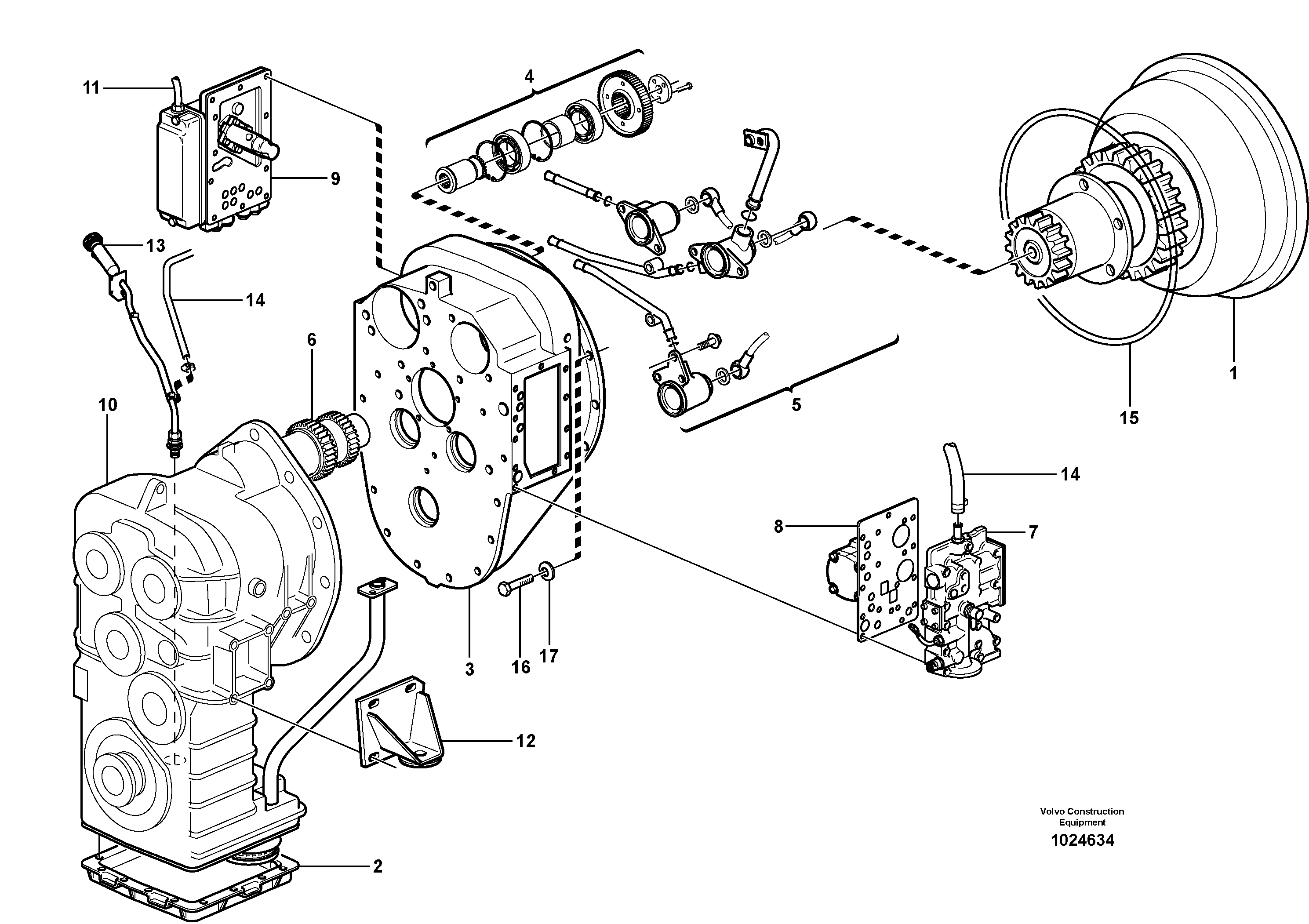 Схема запчастей Volvo L90F - 25077 Hydraulic transmission with fitting parts L90F