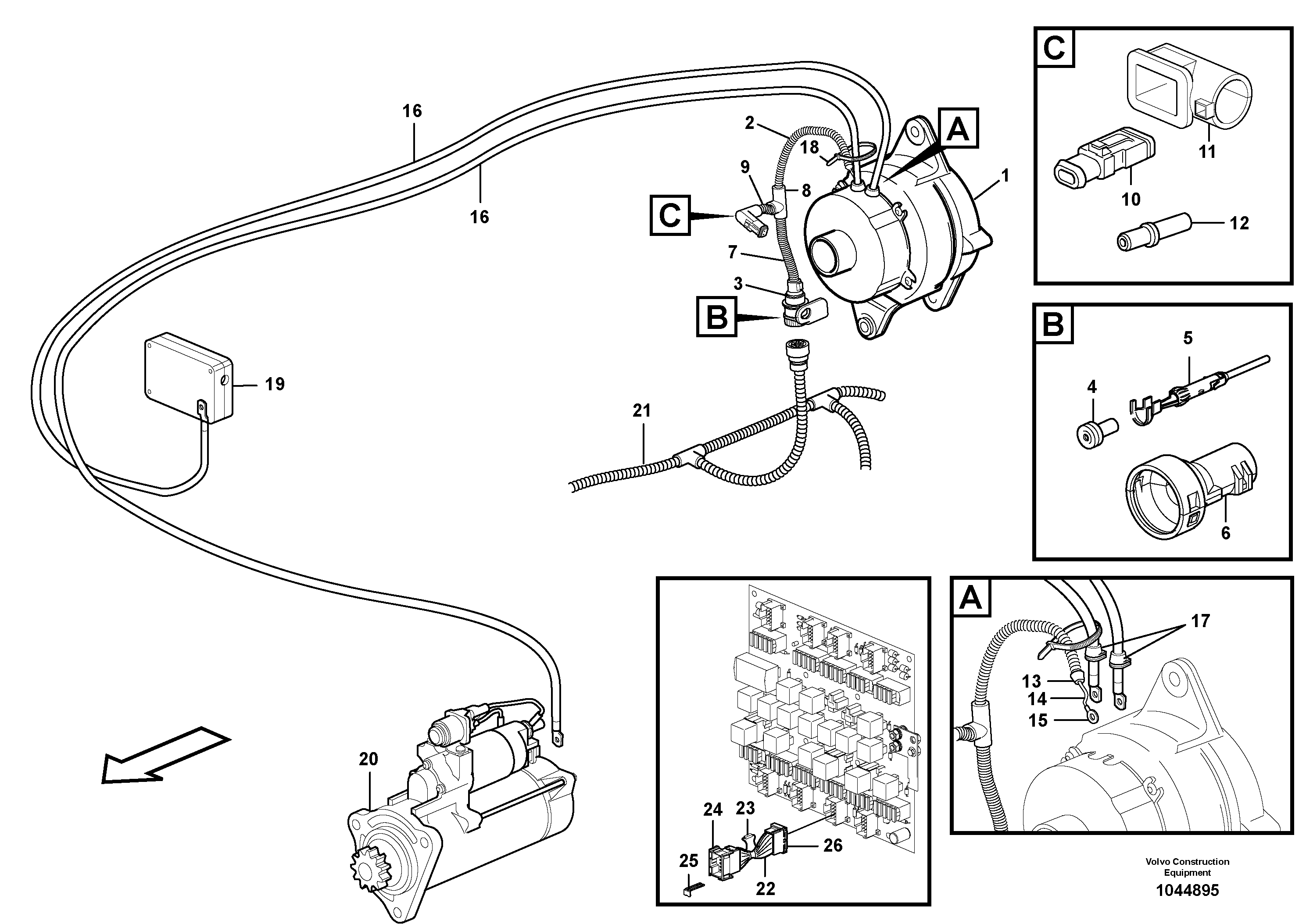 Схема запчастей Volvo L350F - 88228 Cable harness, alternator L350F