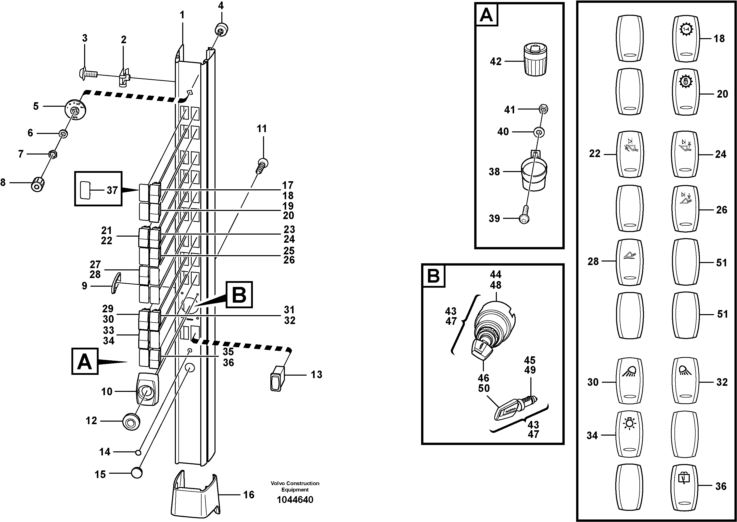 Схема запчастей Volvo L350F - 102478 Rocker switch panel L350F