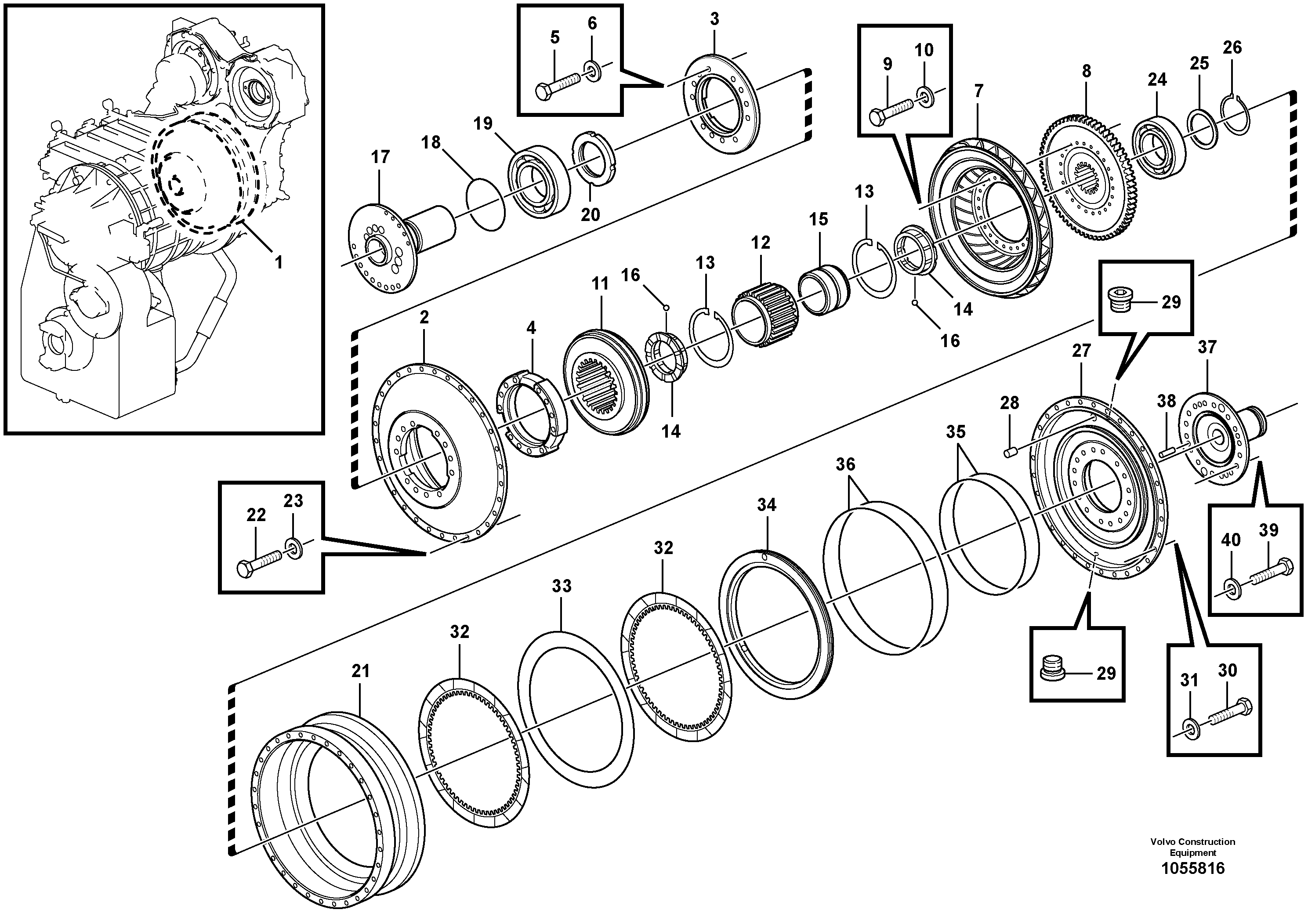 Схема запчастей Volvo L350F - 14207 Torque converter L350F