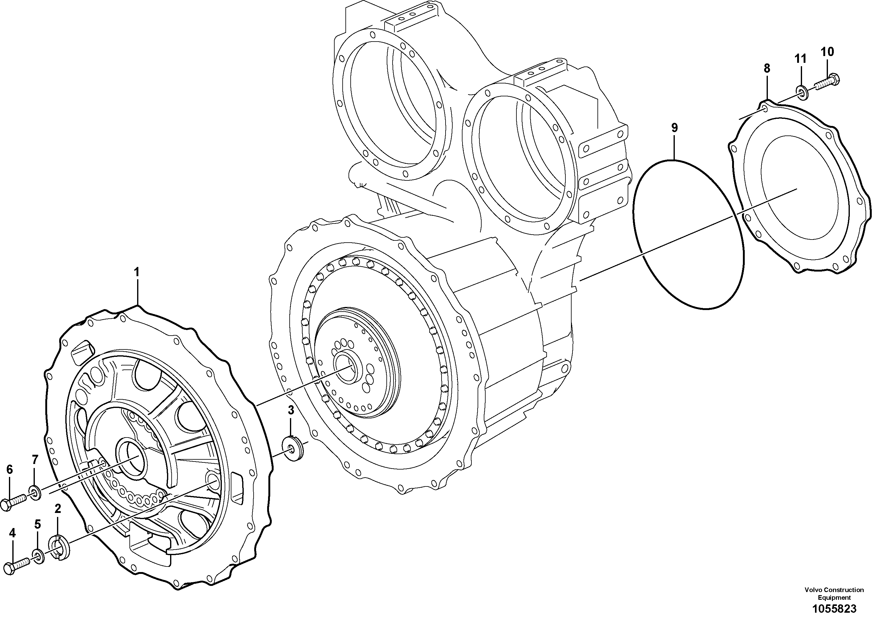 Схема запчастей Volvo L350F - 82732 Torque converter housing L350F