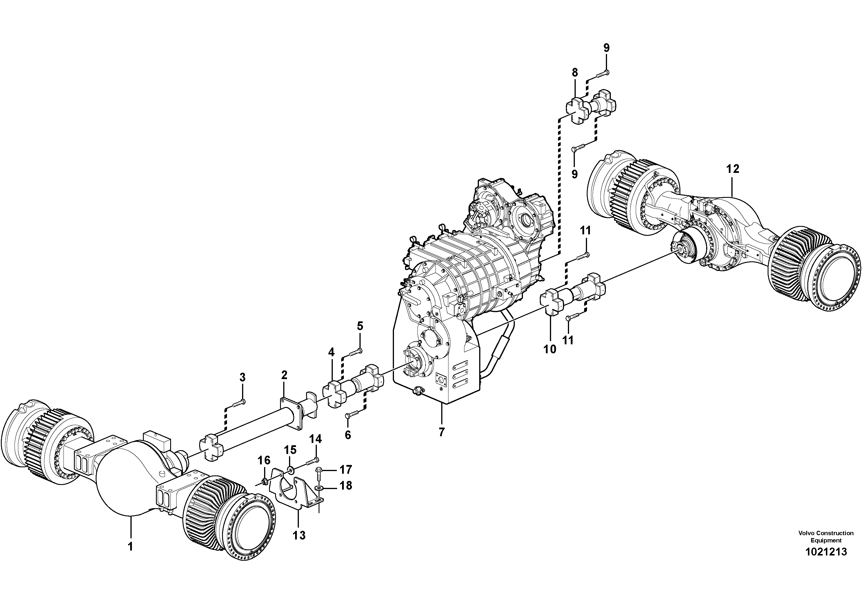 Схема запчастей Volvo L350F - 45965 Propeller shaft, mounting L350F