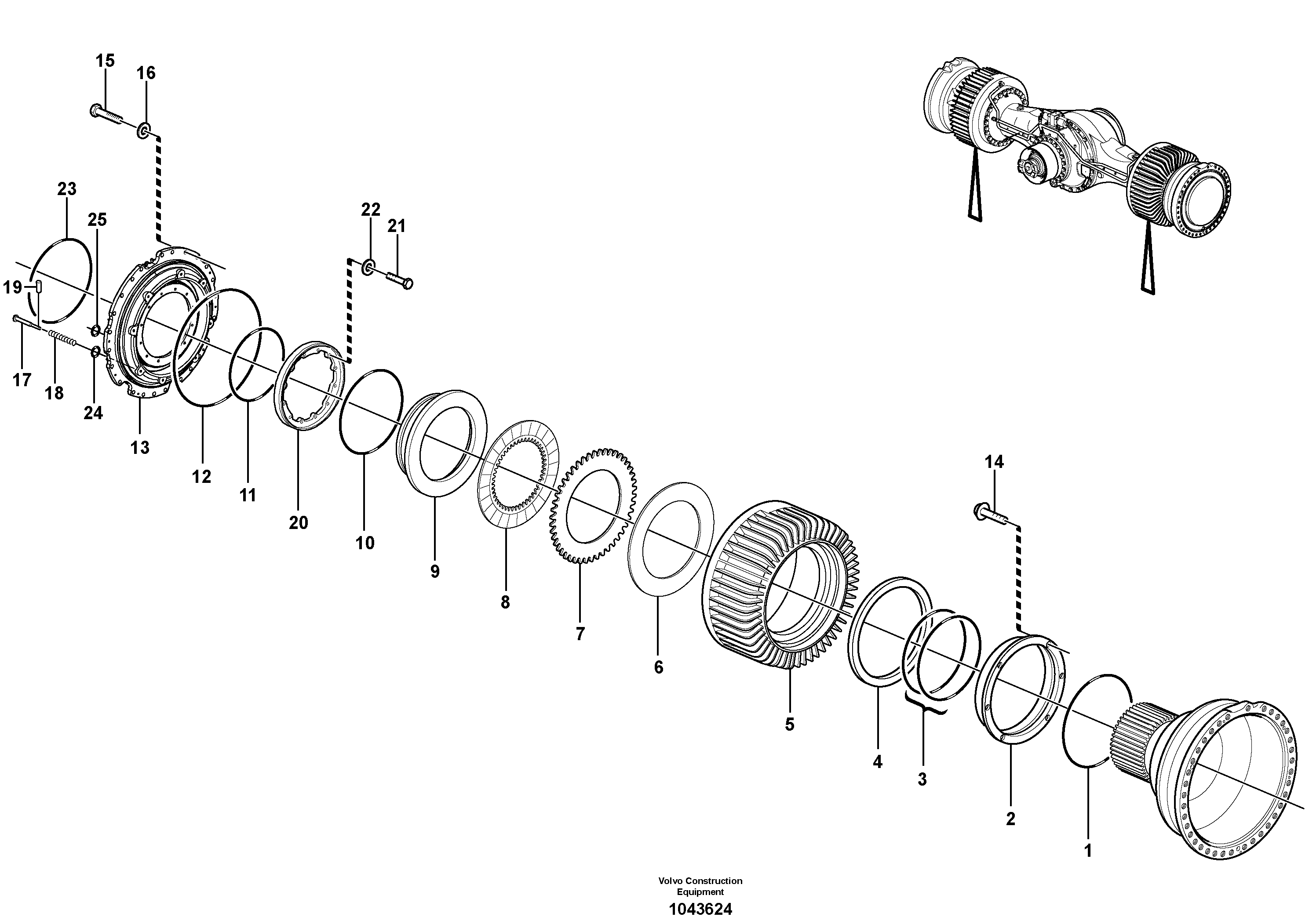 Схема запчастей Volvo L350F - 43705 Multi-disc brake, rear L350F