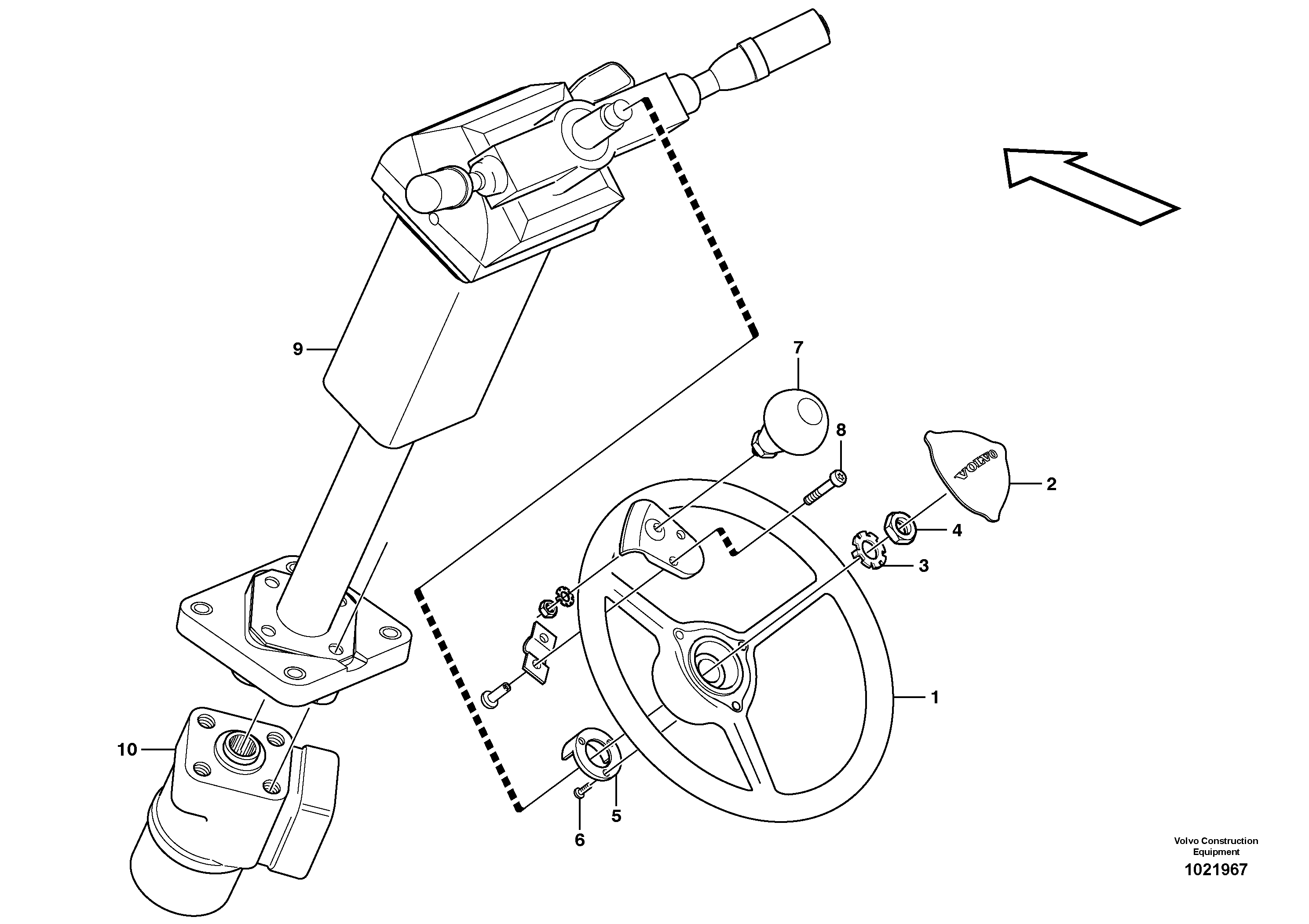 Схема запчастей Volvo L350F - 65047 Steering wheel and column L350F