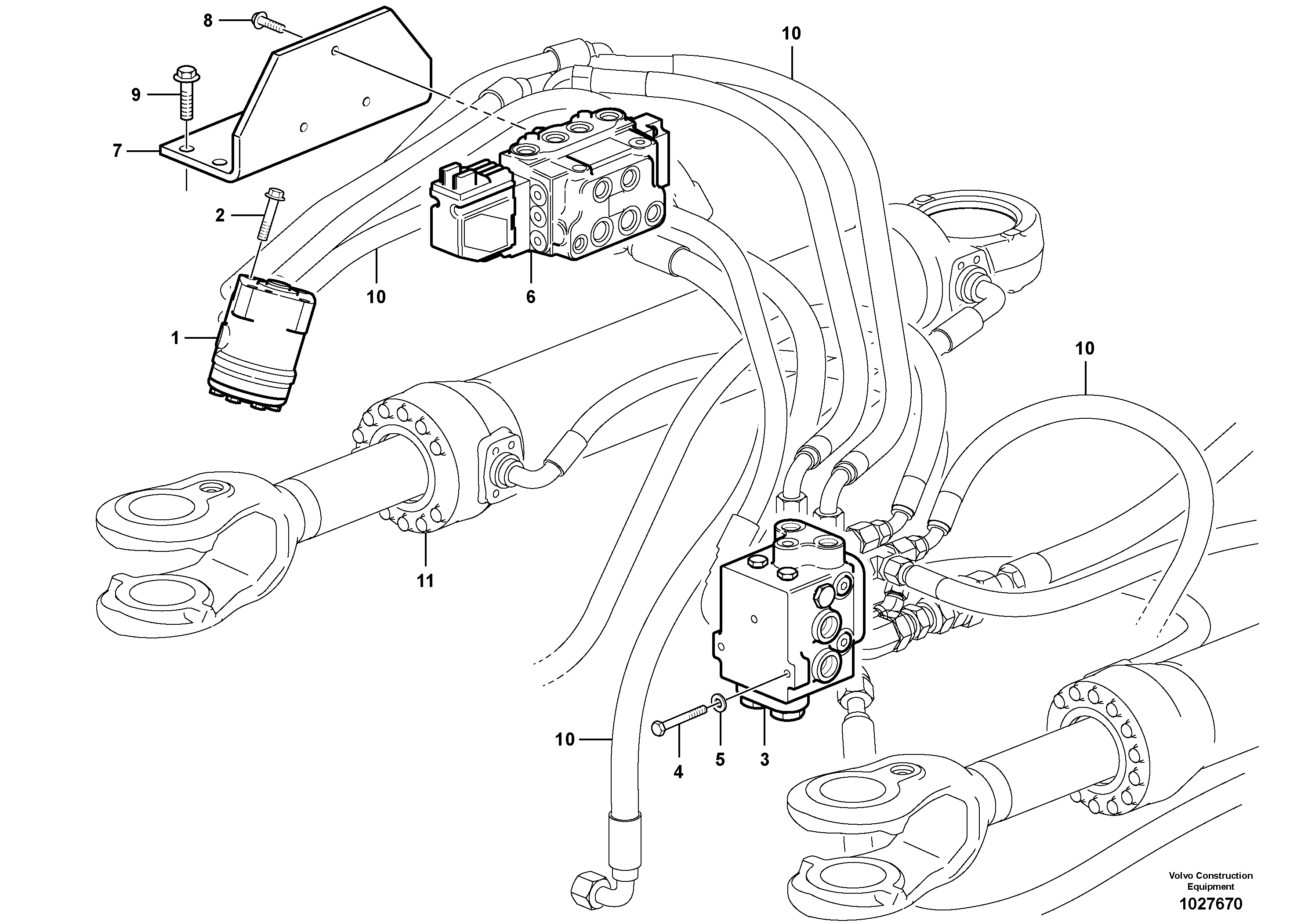 Схема запчастей Volvo L350F - 79977 Valves with Fitting Parts L350F