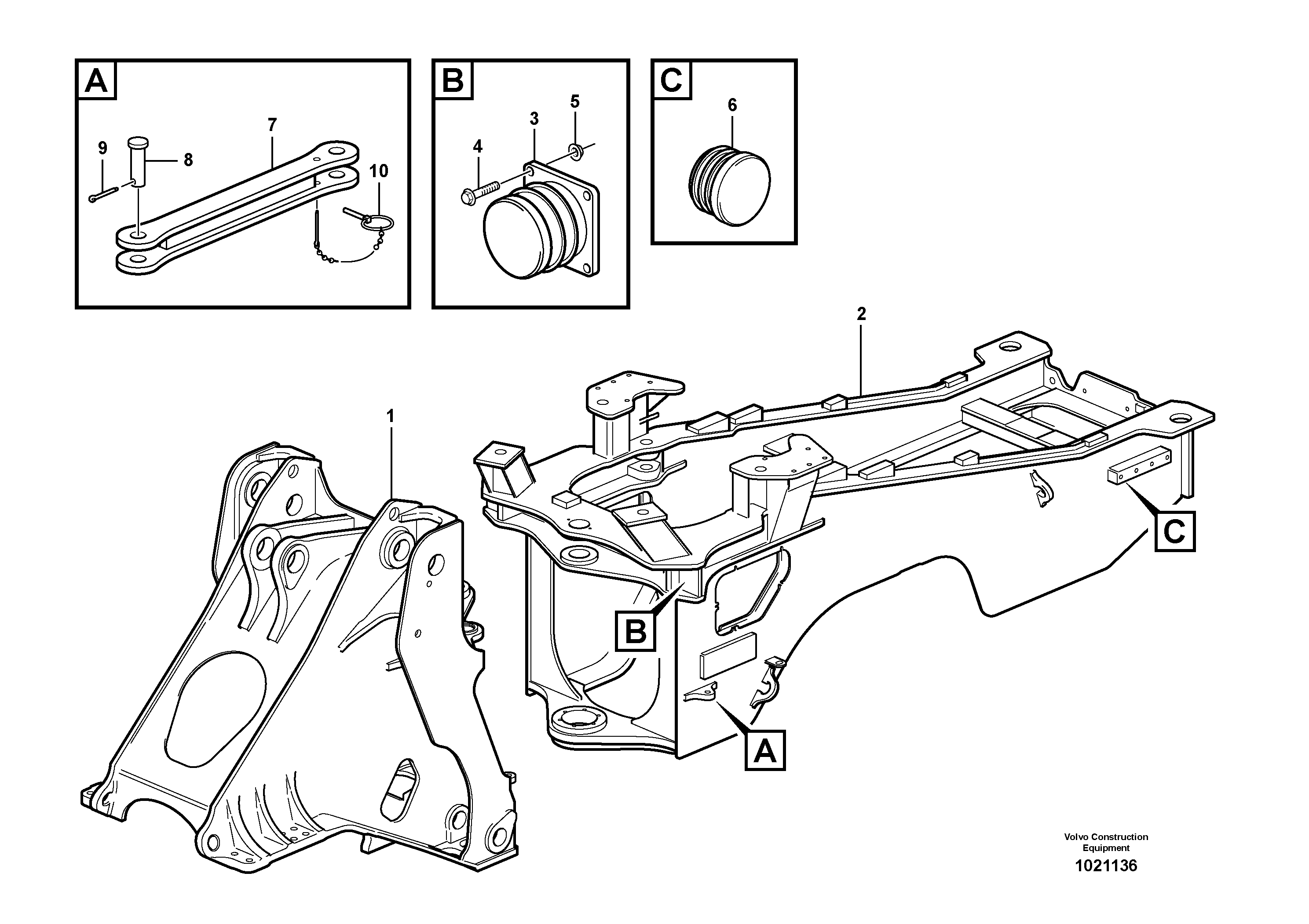 Схема запчастей Volvo L350F - 69668 Frame L350F