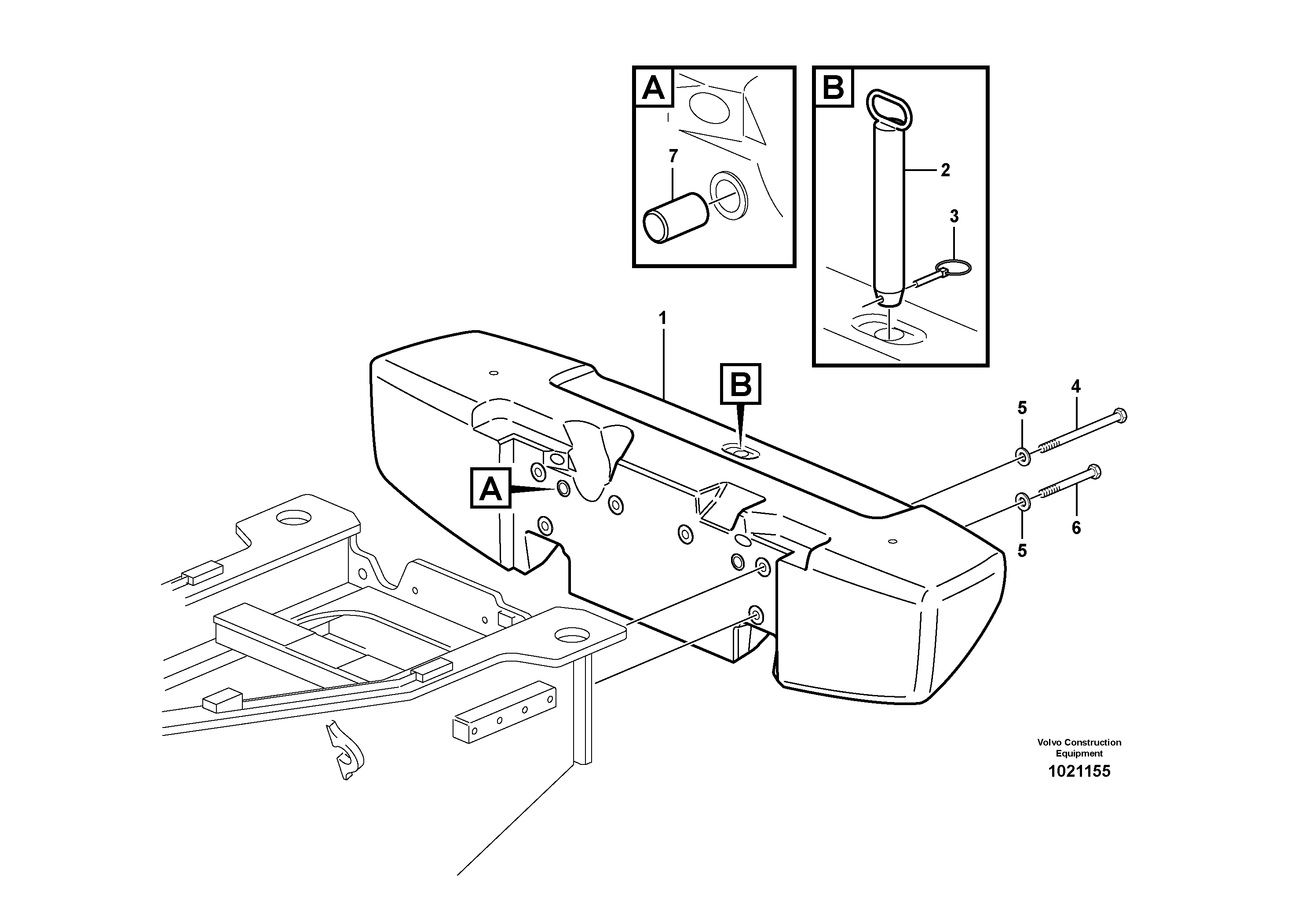 Схема запчастей Volvo L350F - 66732 Rear hitch and counterweight L350F