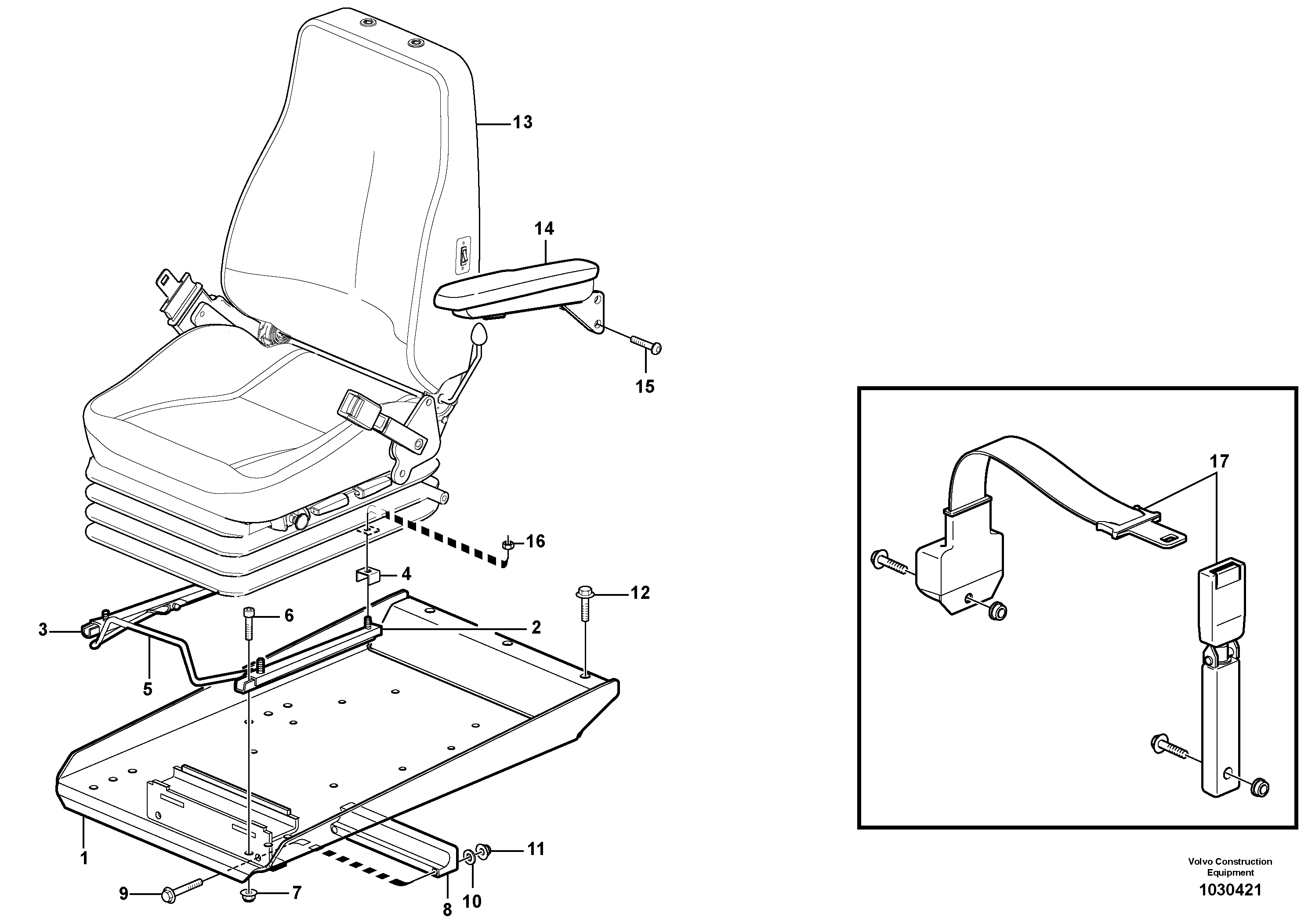 Схема запчастей Volvo L350F - 84044 Operator seat with fitting parts L350F