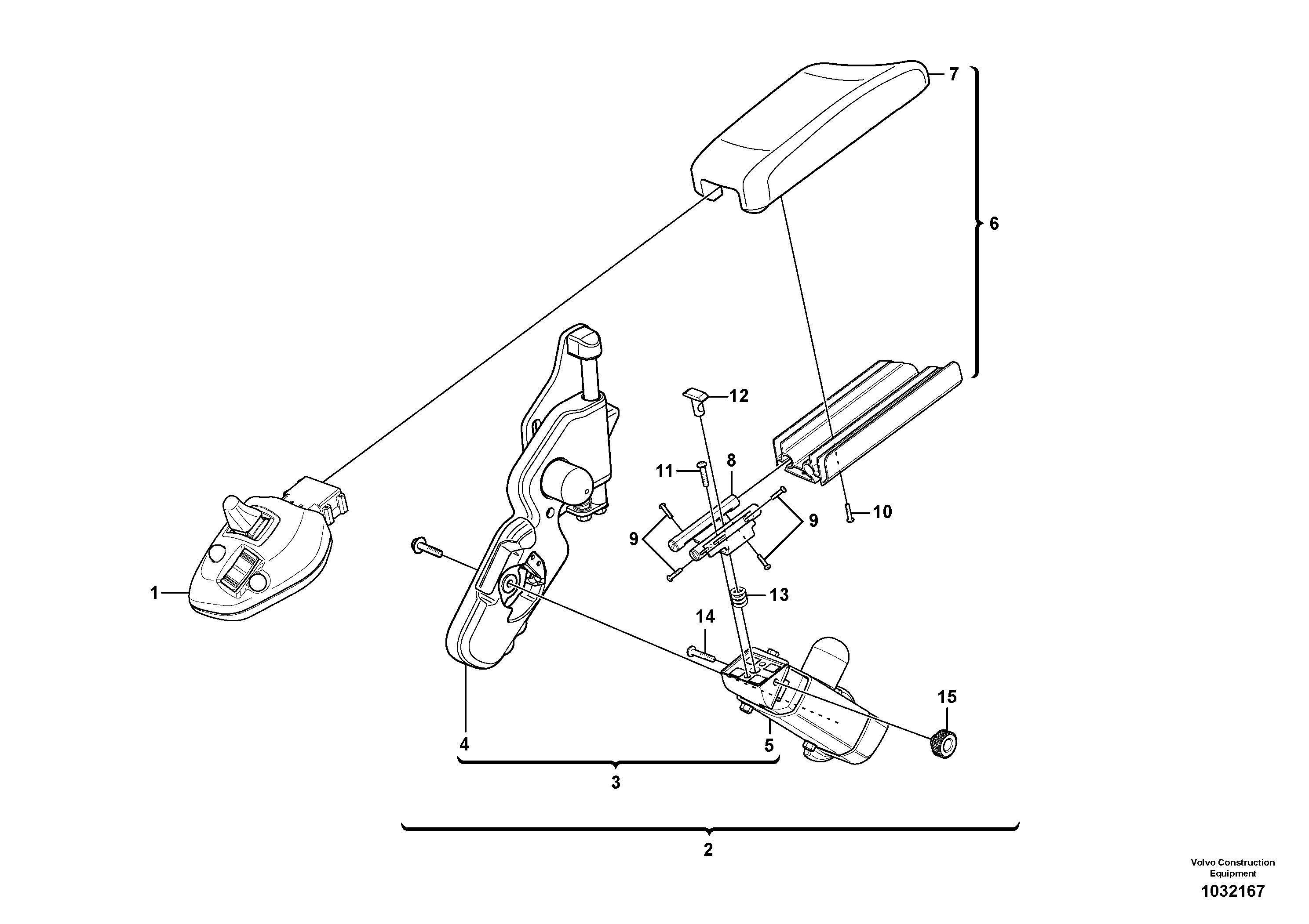 Схема запчастей Volvo L350F - 106755 CDC - steering, arm rest with fitting parts L350F