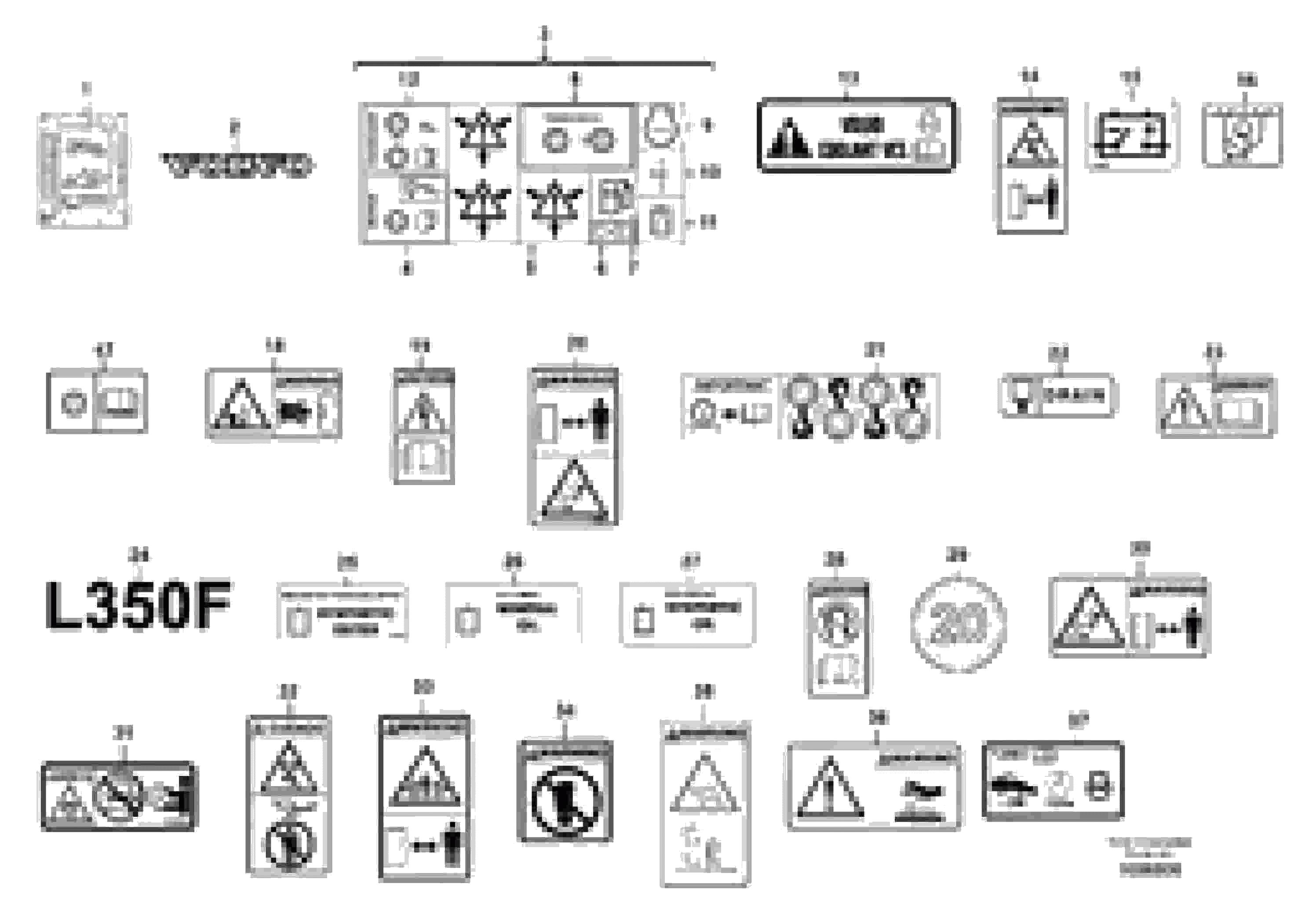 Схема запчастей Volvo L350F - 52166 Illustrations of sign plates and decals L350F