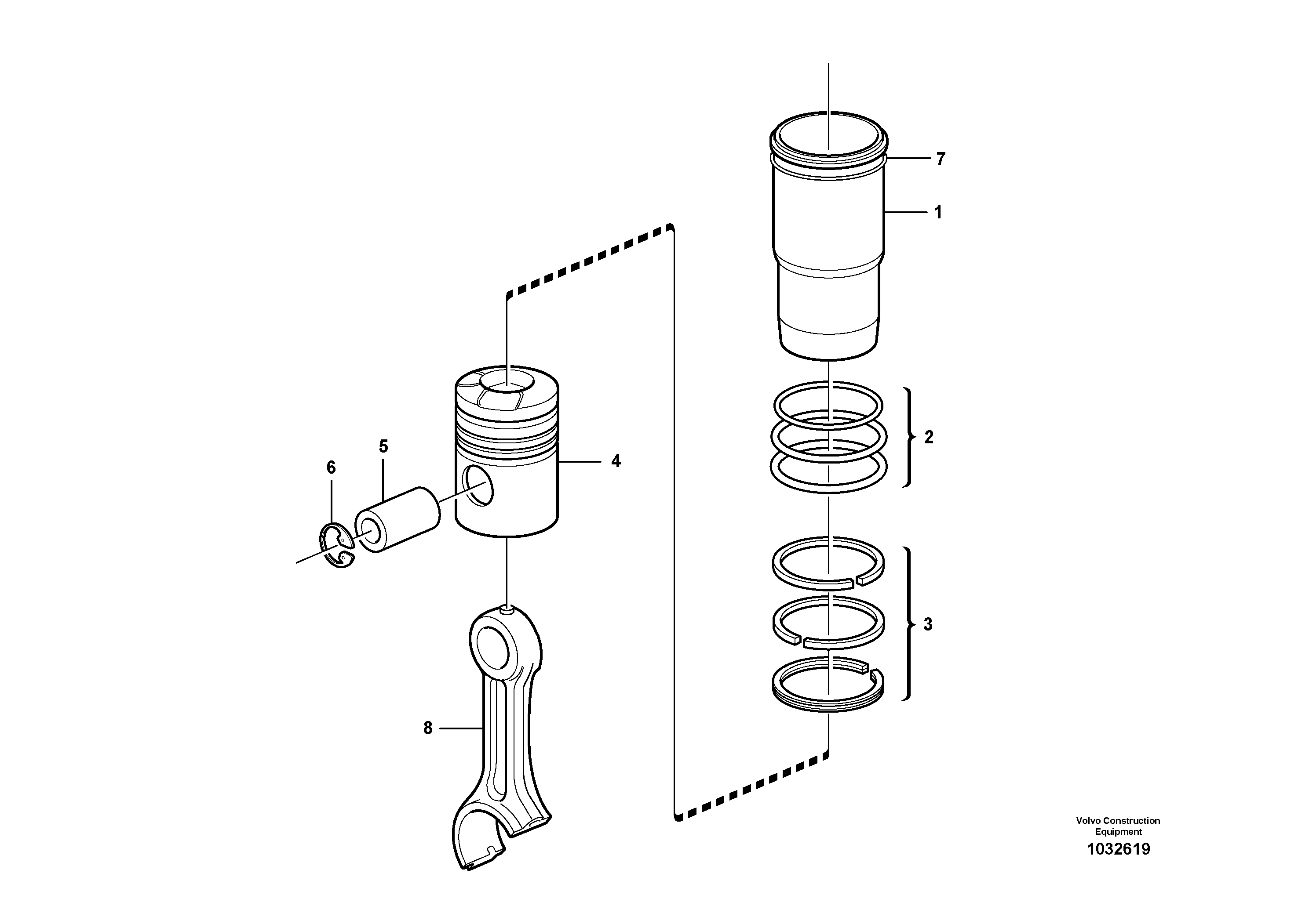 Схема запчастей Volvo L350F - 46424 Cylinder liner and piston L350F