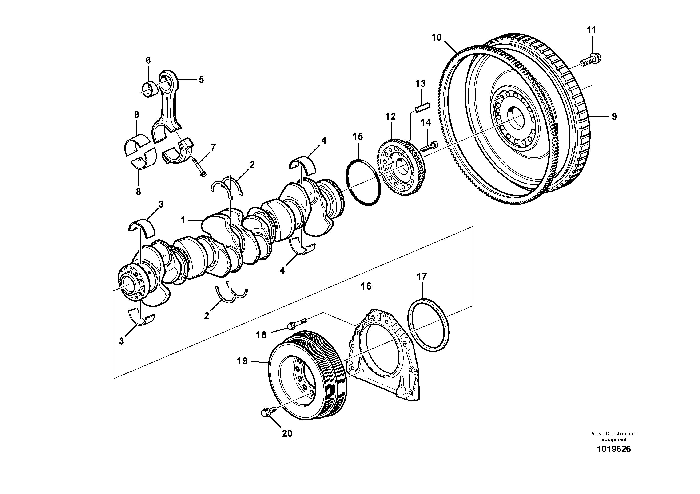 Схема запчастей Volvo L350F - 16610 Crankshaft and related parts L350F