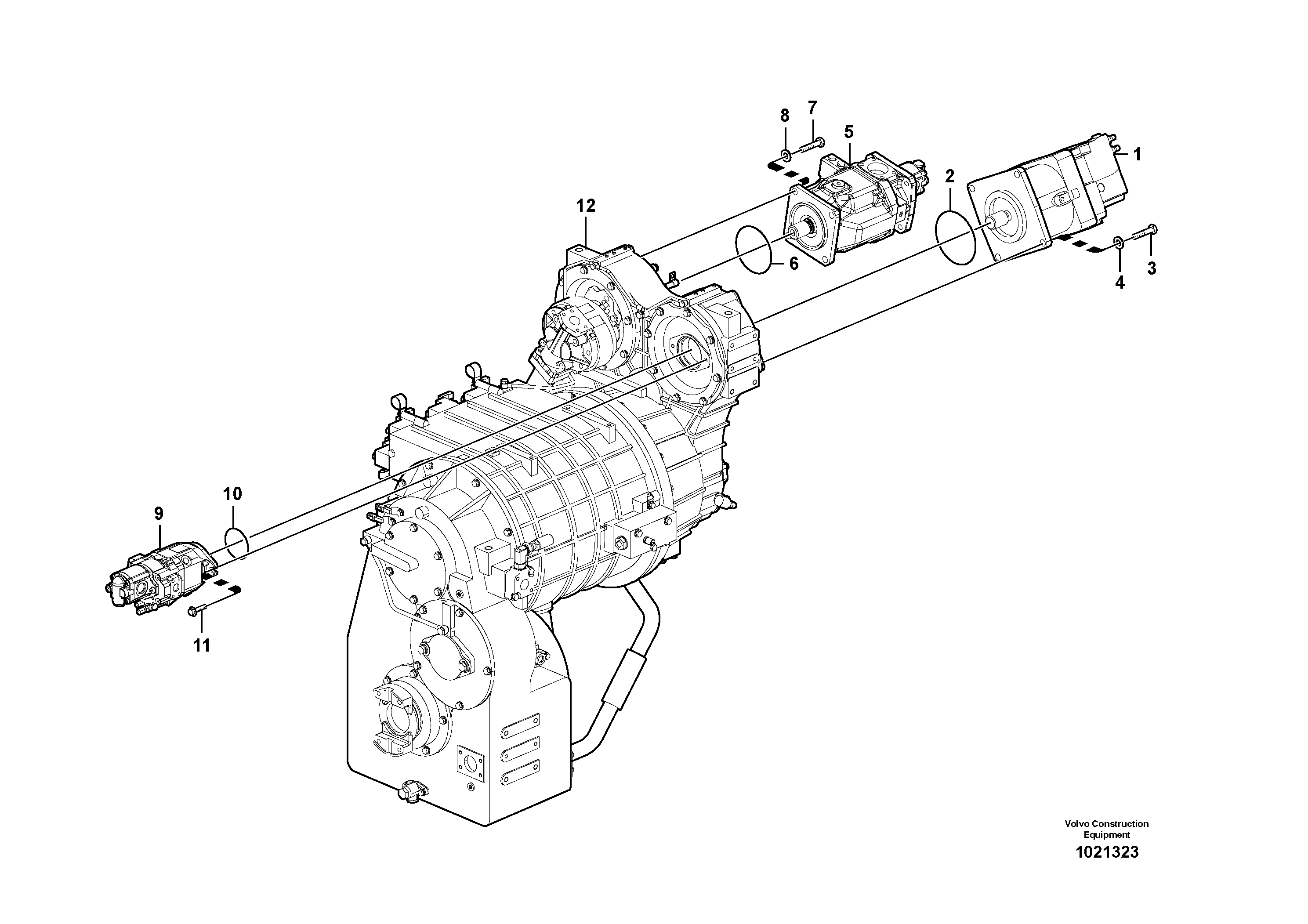 Схема запчастей Volvo L350F - 62695 Hydraulic pump with fitting parts L350F