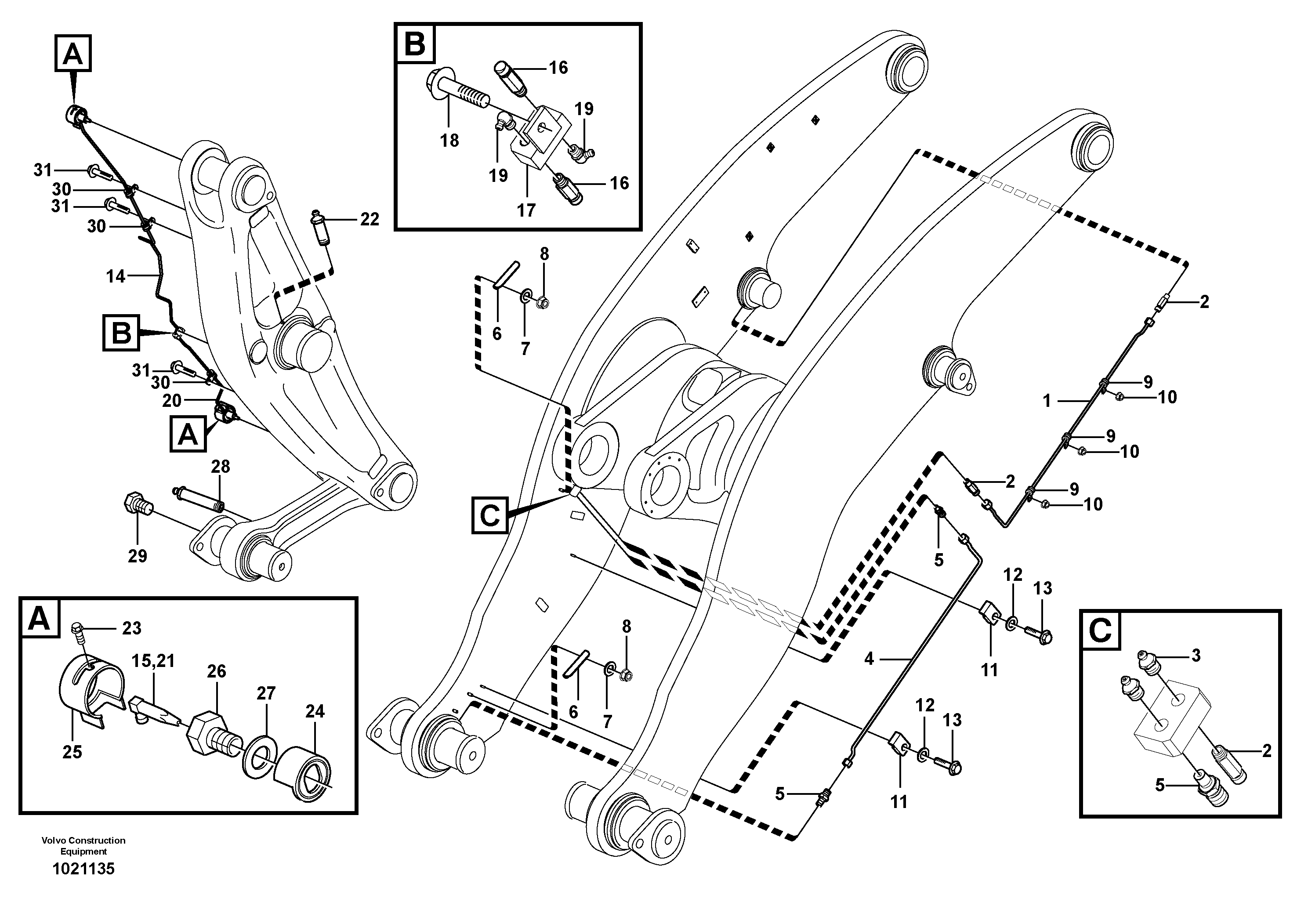 Схема запчастей Volvo L350F - 58570 Extended lube points for lift arm system L350F