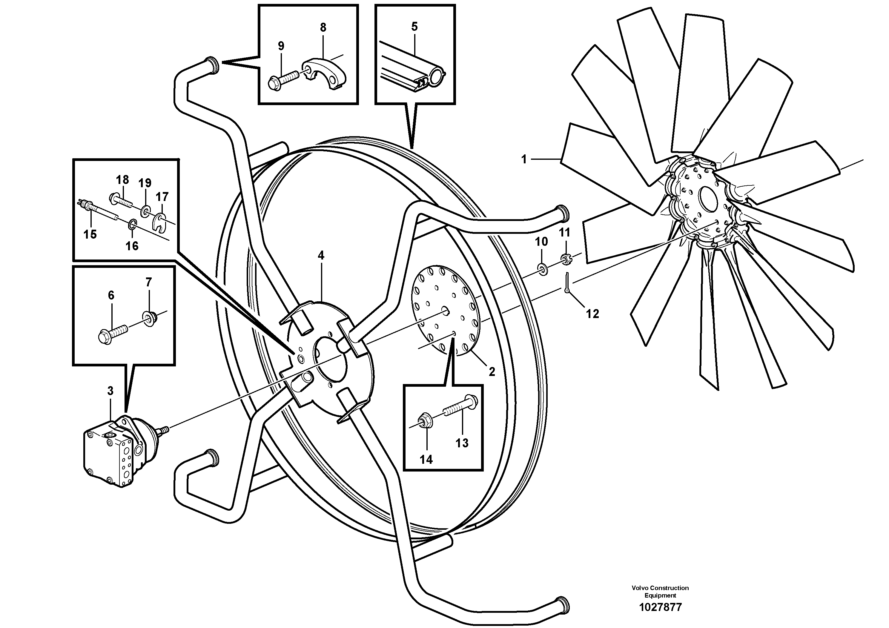 Схема запчастей Volvo L350F - 48517 Fan and installation components L350F