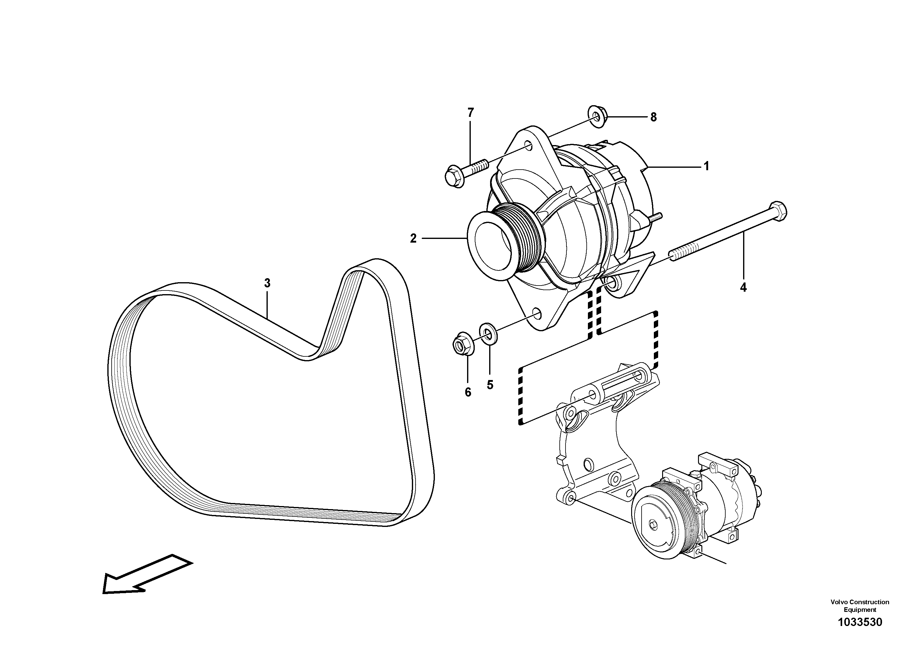 Схема запчастей Volvo L350F - 106240 Alternator with assembling details L350F