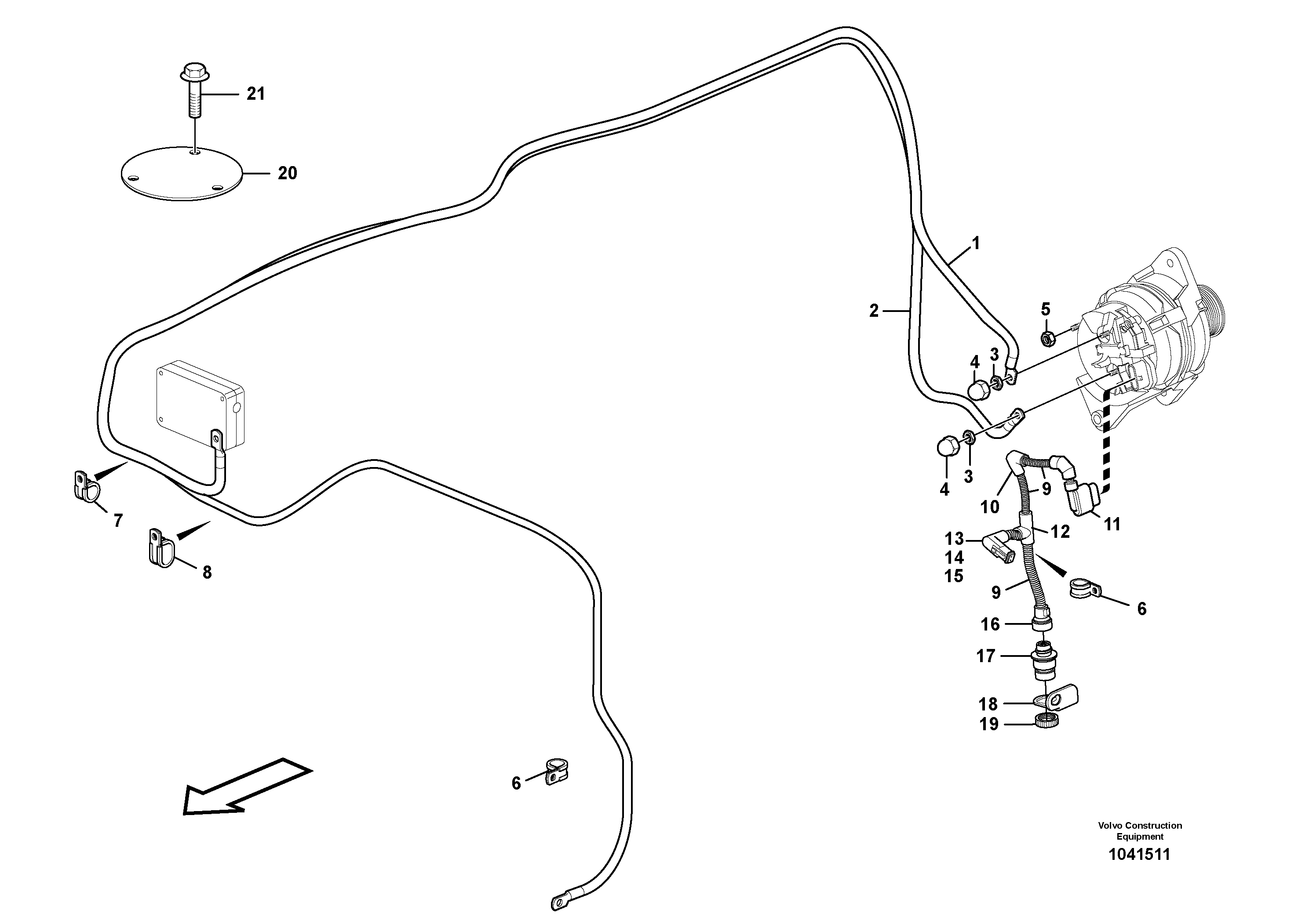 Схема запчастей Volvo L350F - 59336 Cable harness, alternator L350F