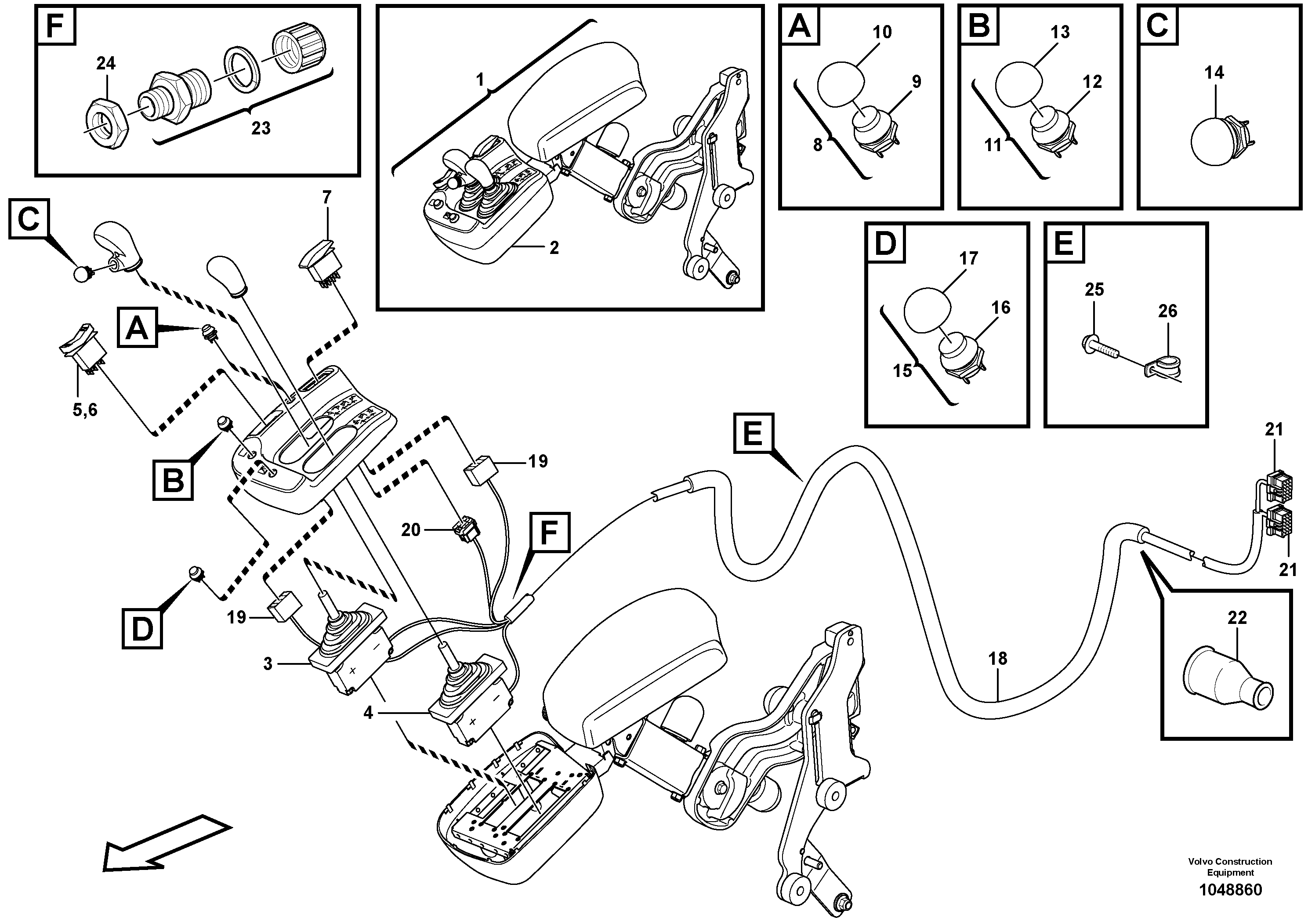 Схема запчастей Volvo L350F - 84480 Cable harness, two-lever el.hydraulic servo L350F