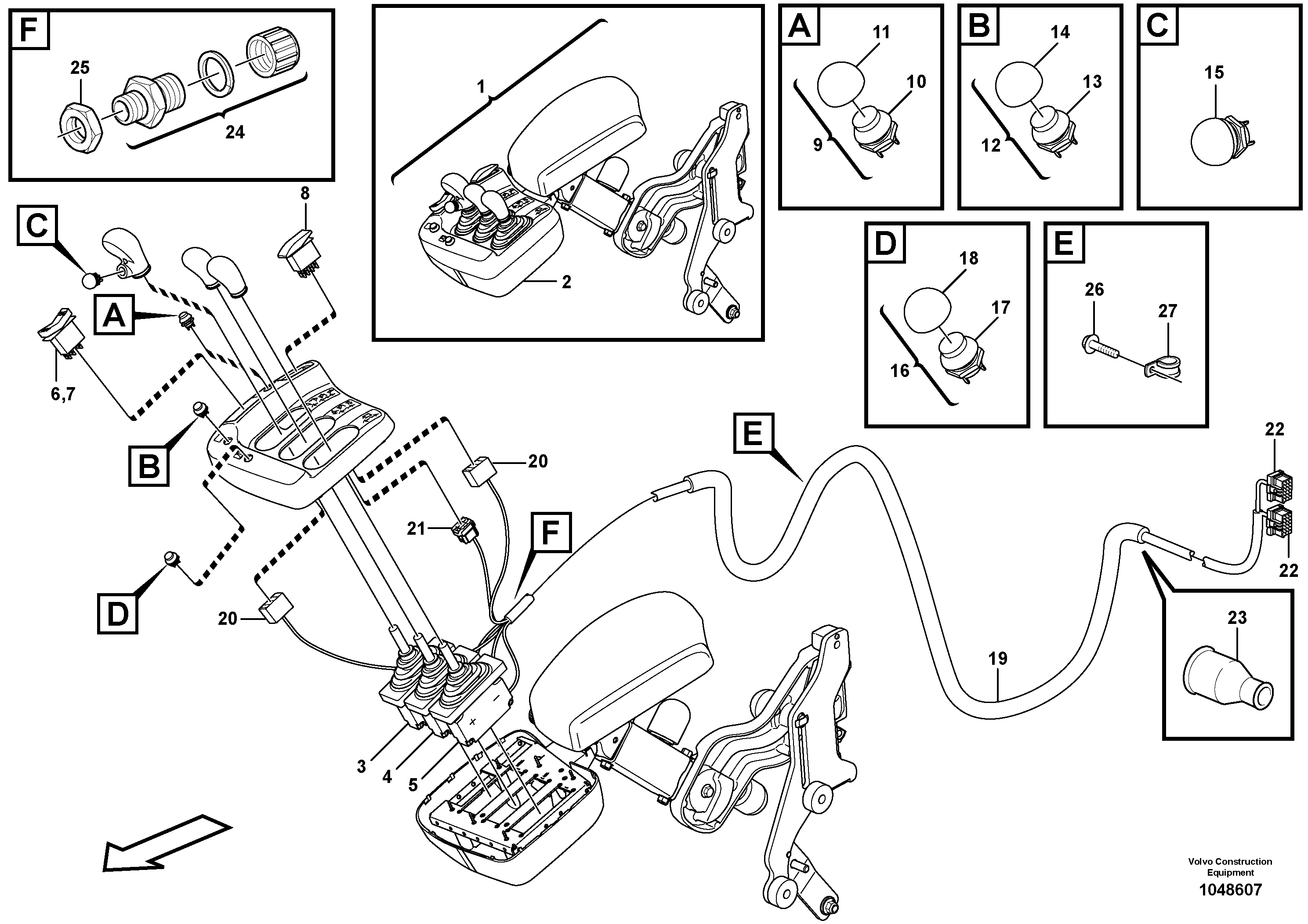 Схема запчастей Volvo L350F - 85539 Cable harness, three-lever el.hydraulic servo L350F