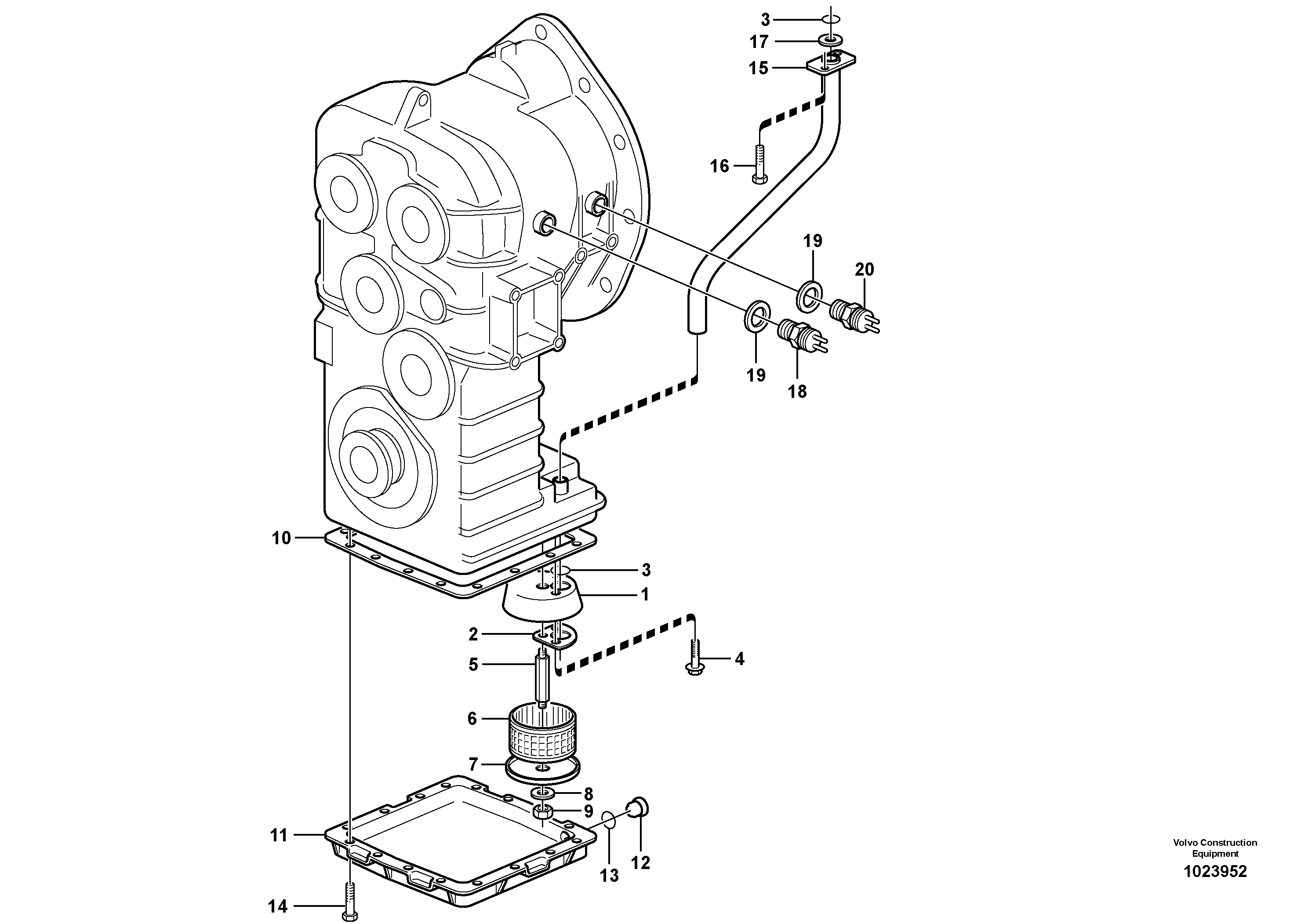 Схема запчастей Volvo L60F - 91289 Oil reservoir and strainer L60F