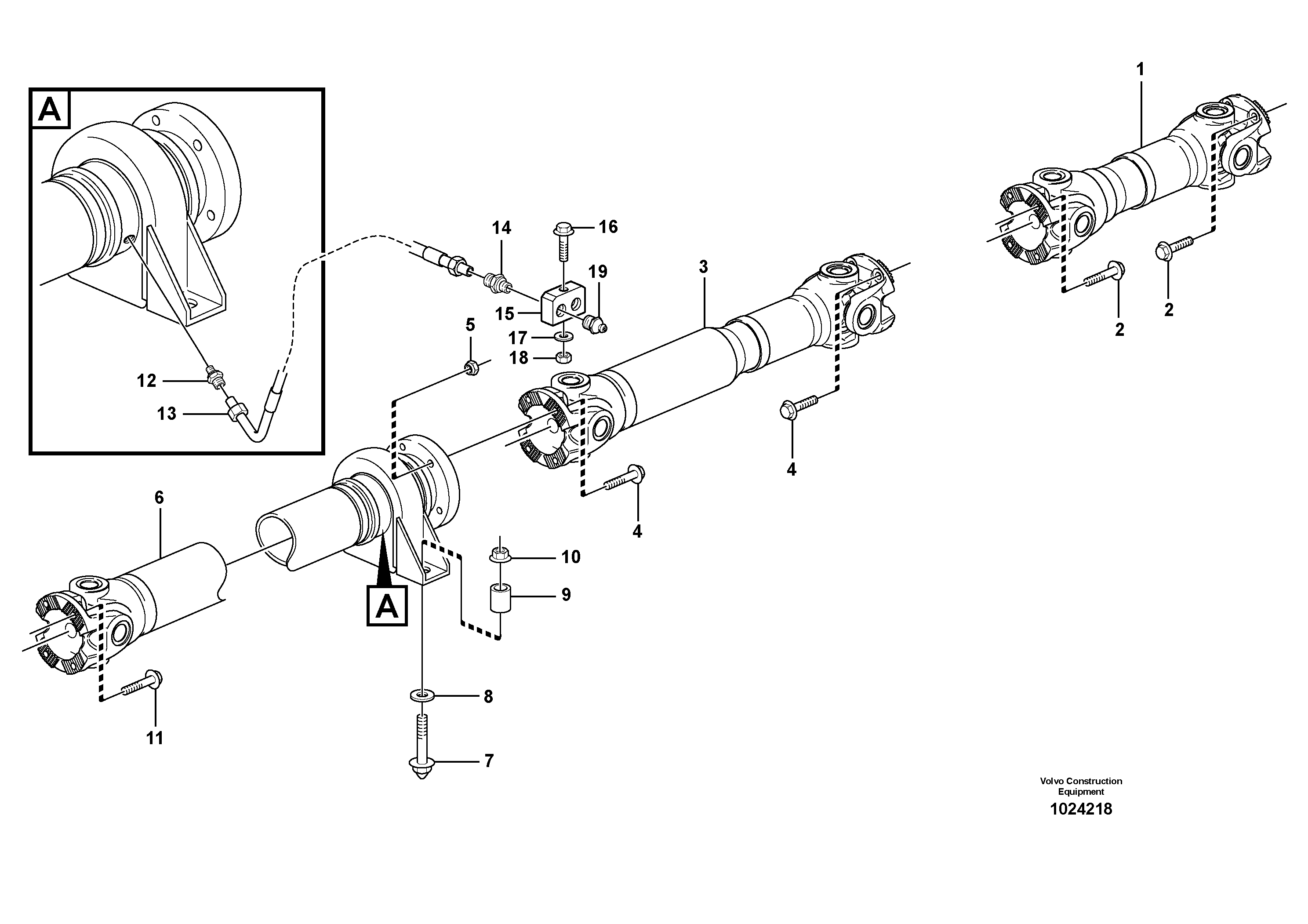 Схема запчастей Volvo L60F - 90641 Propeller shafts with fitting parts L60F