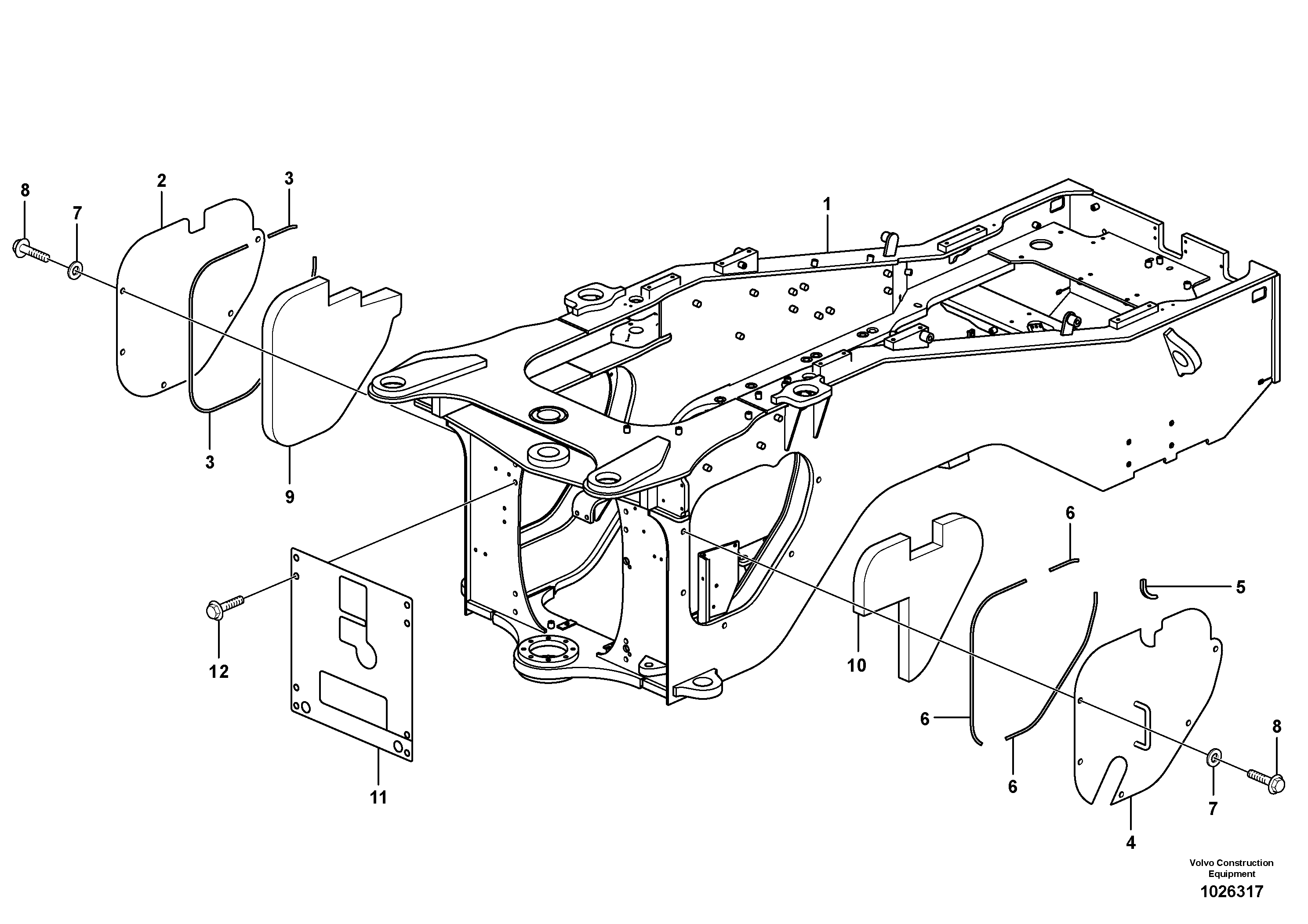 Схема запчастей Volvo L60F - 39167 Protecting plates L60F