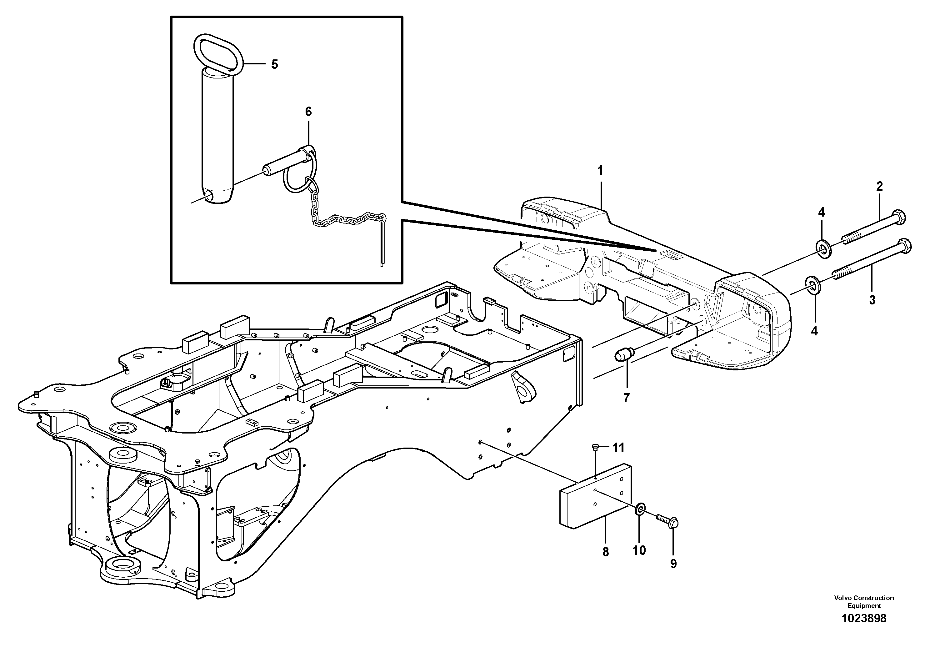 Схема запчастей Volvo L60F - 18728 Rear hitch and counterweight L60F