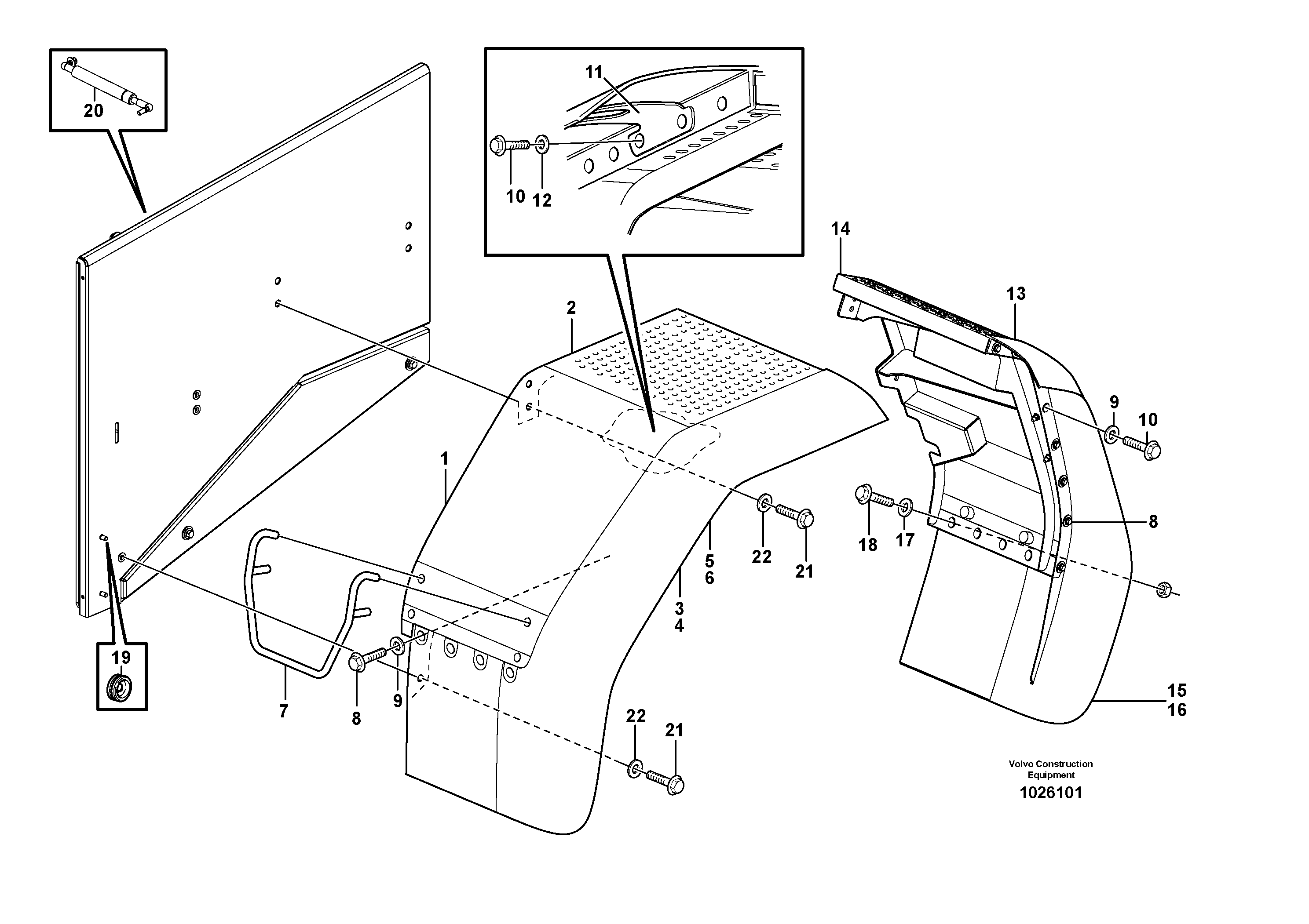 Схема запчастей Volvo L60F - 36767 Fender, rear L60F